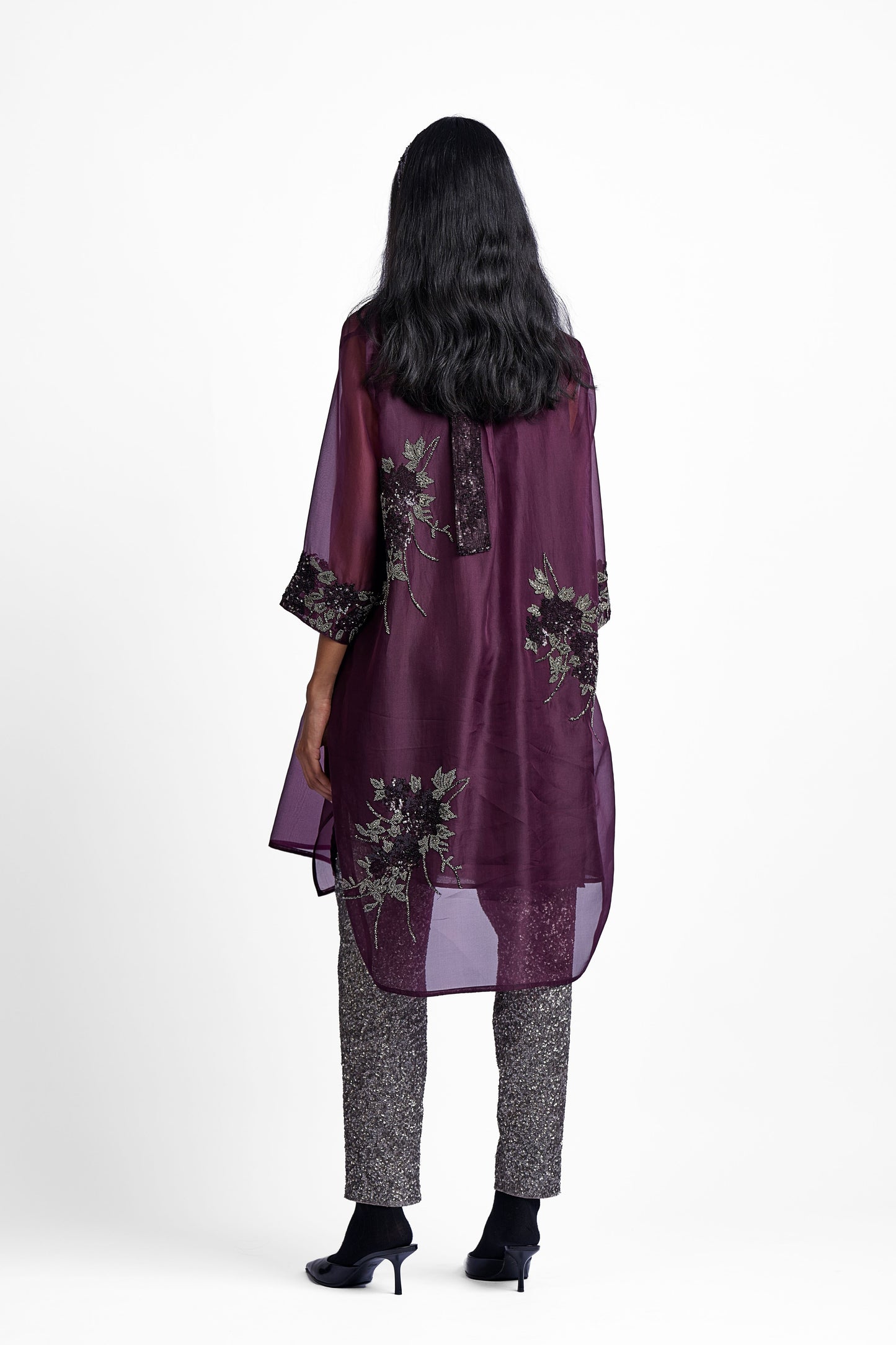 Wine Hand Beaded Tunic