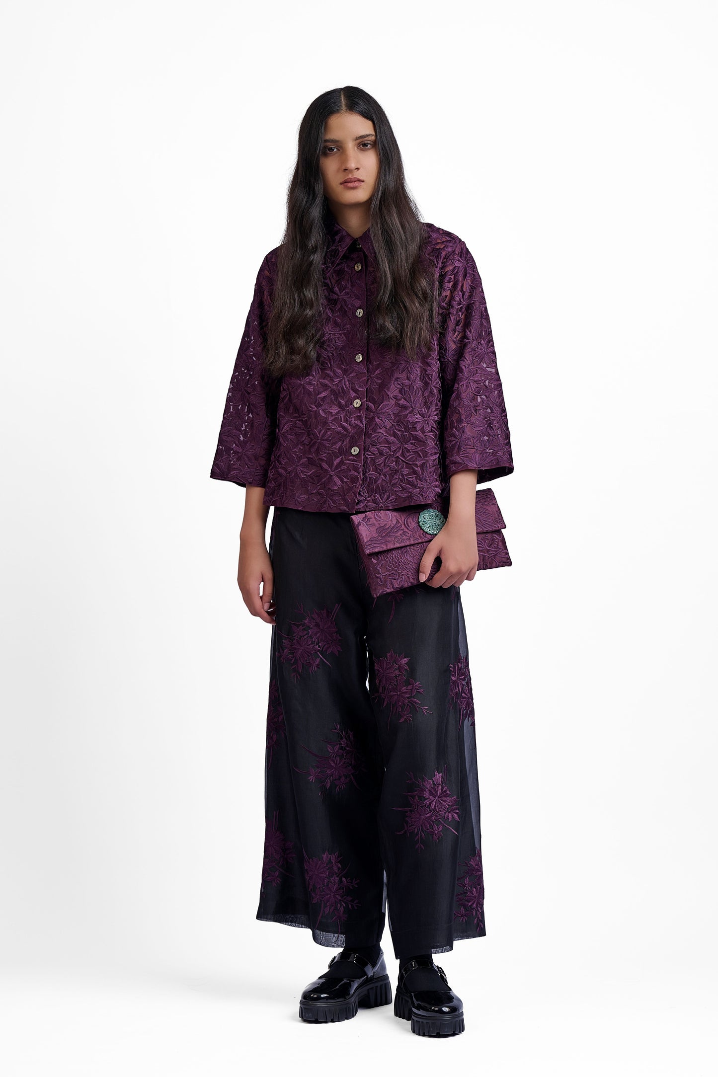 Wine Damask Stitch Jacket
