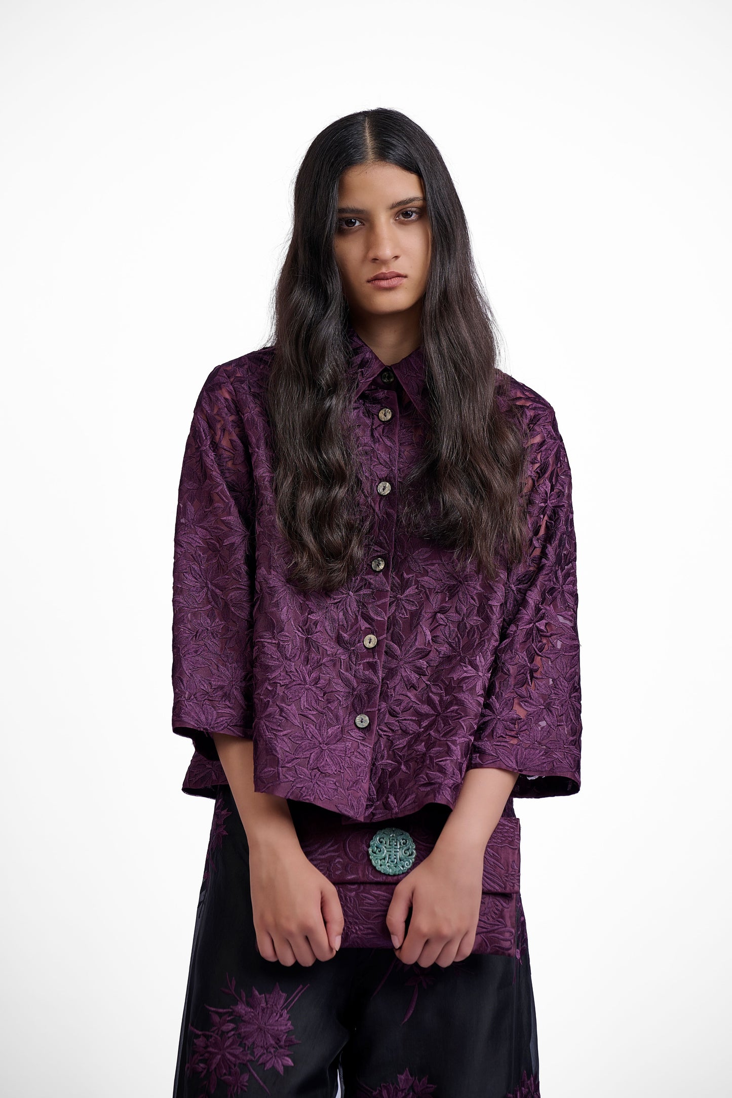 Wine Damask Stitch Jacket