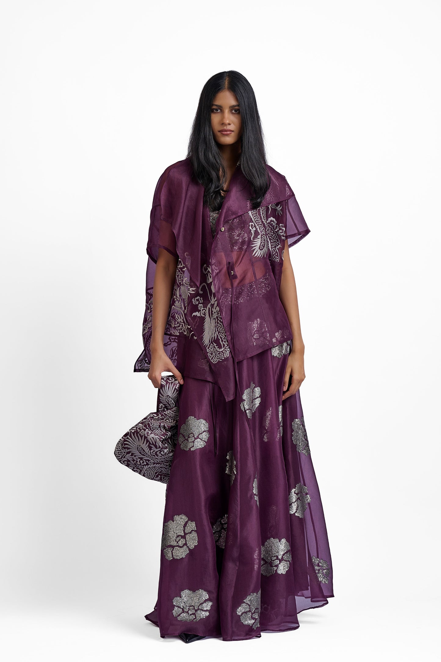 Wine Hand Sequined Skirt