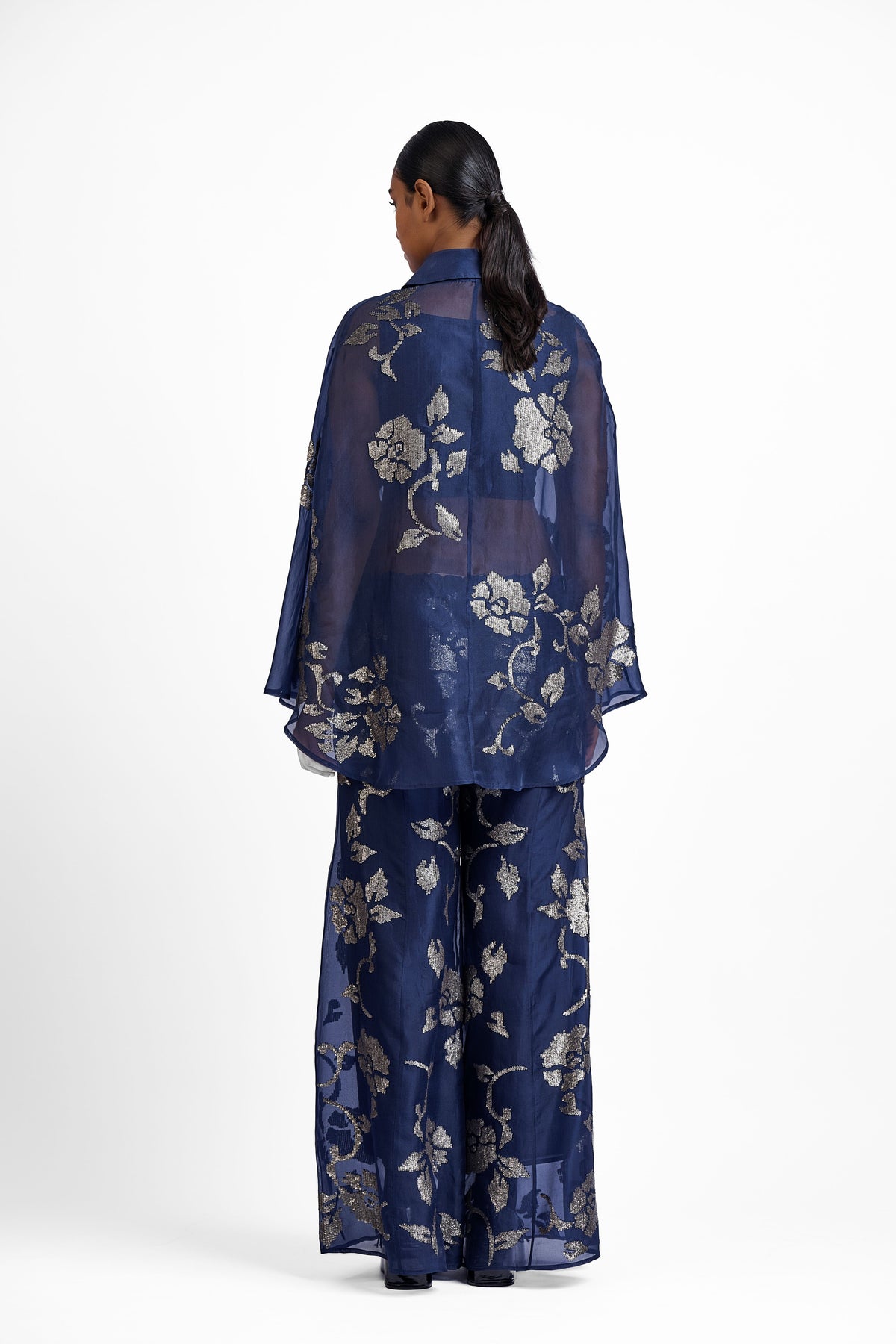 Navy Hand Sequined Palazzo