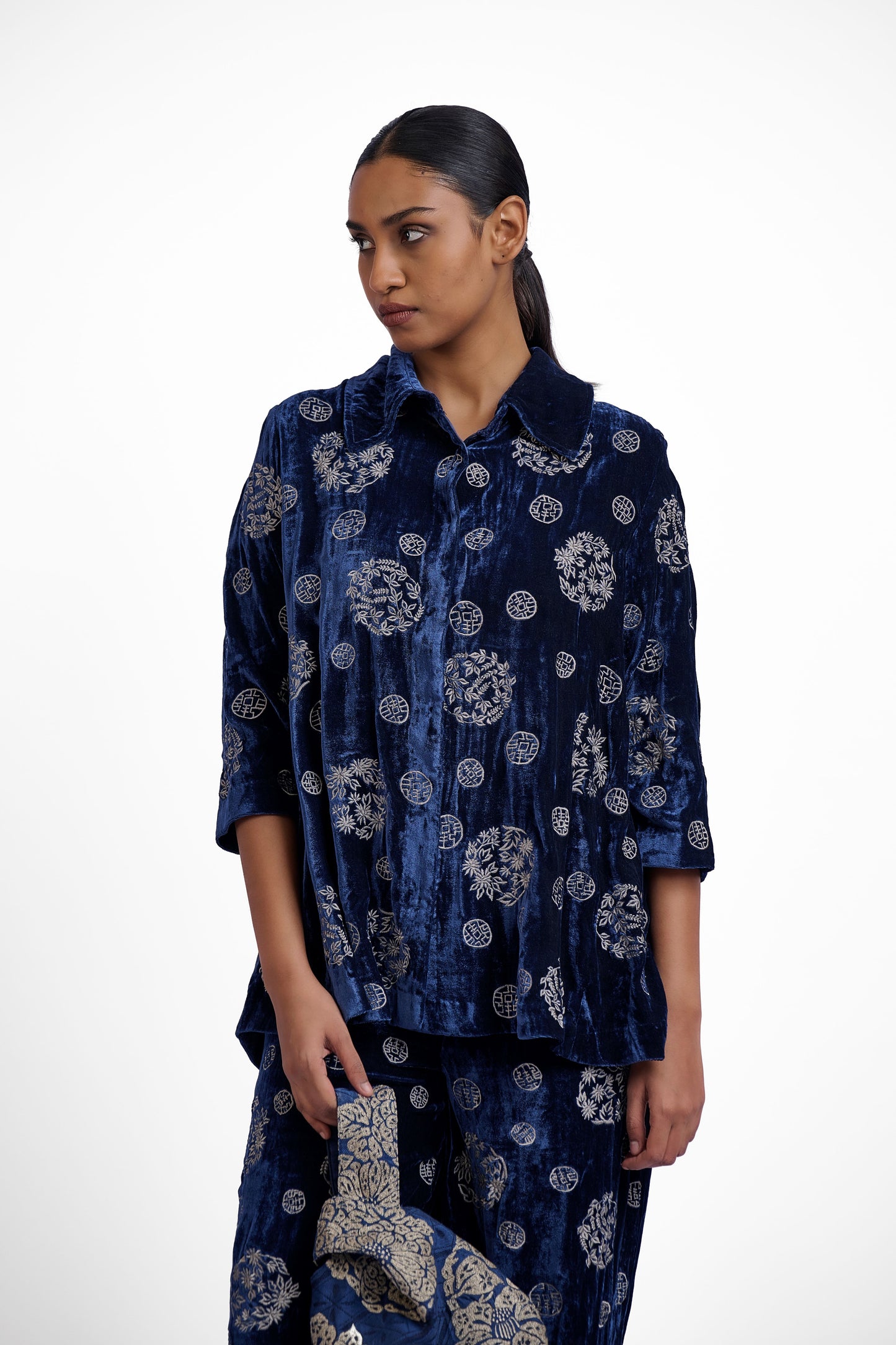 Navy Flat Stitch Top