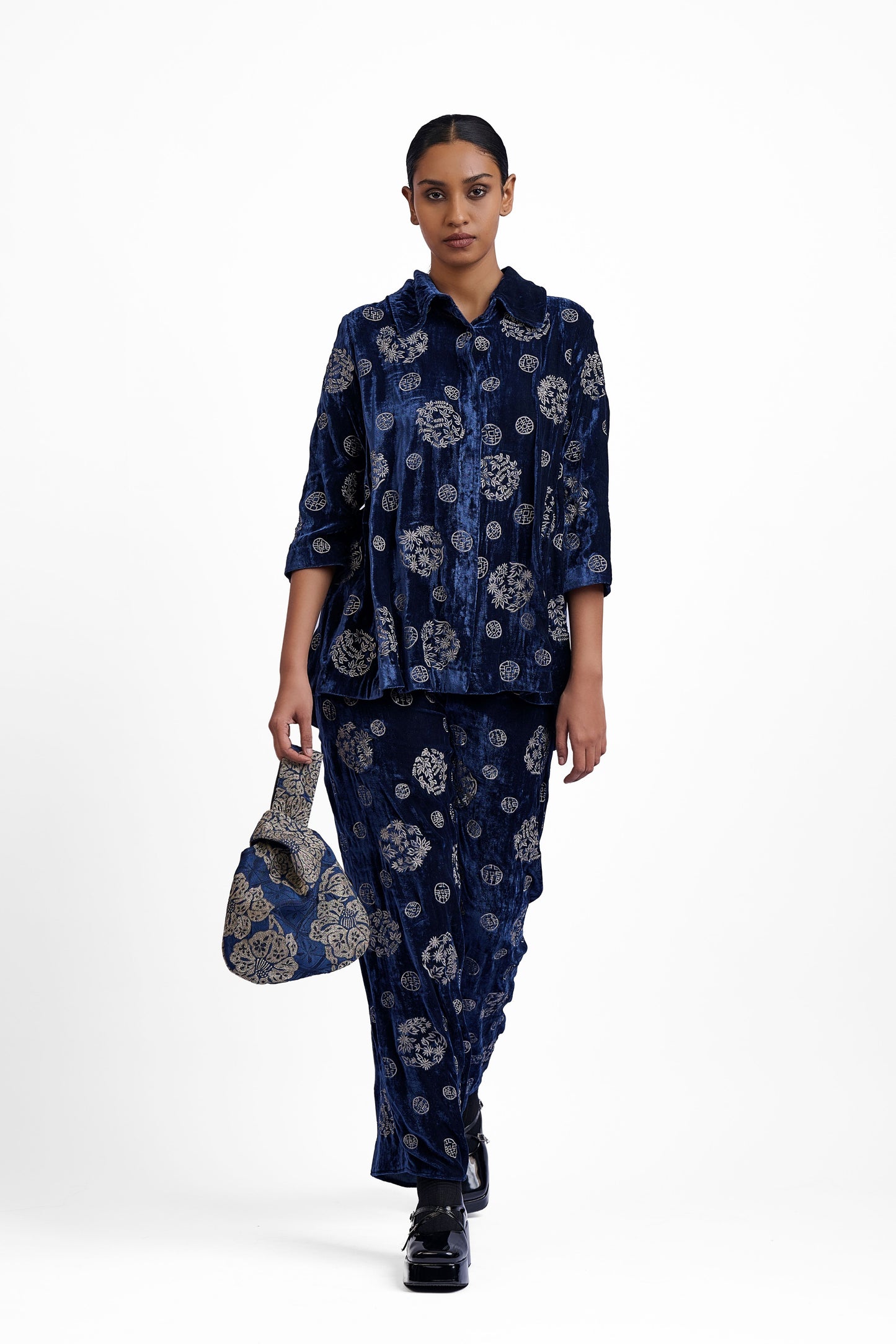 Navy Flat Stitch Top