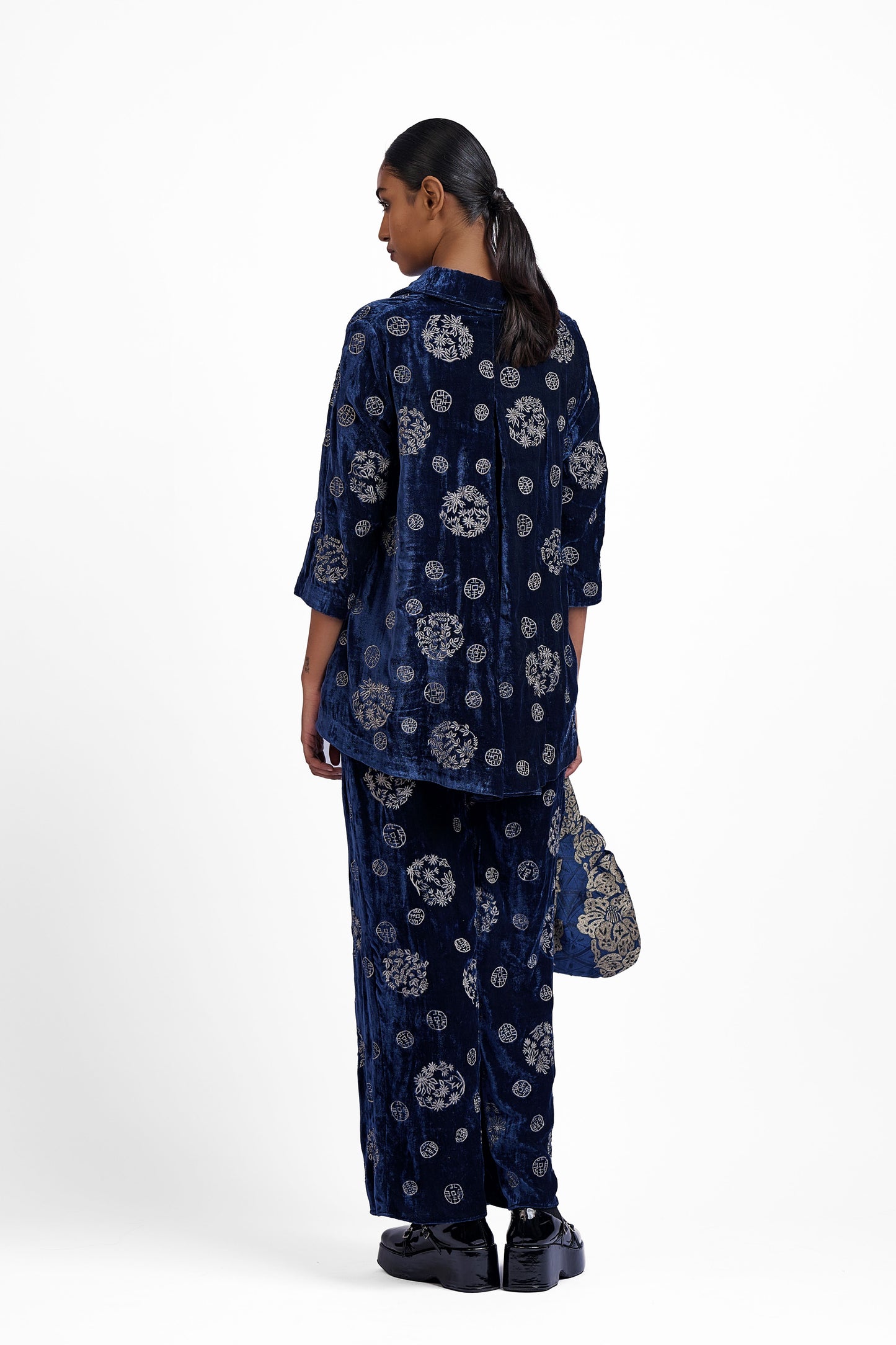 Navy Flat Stitch Top