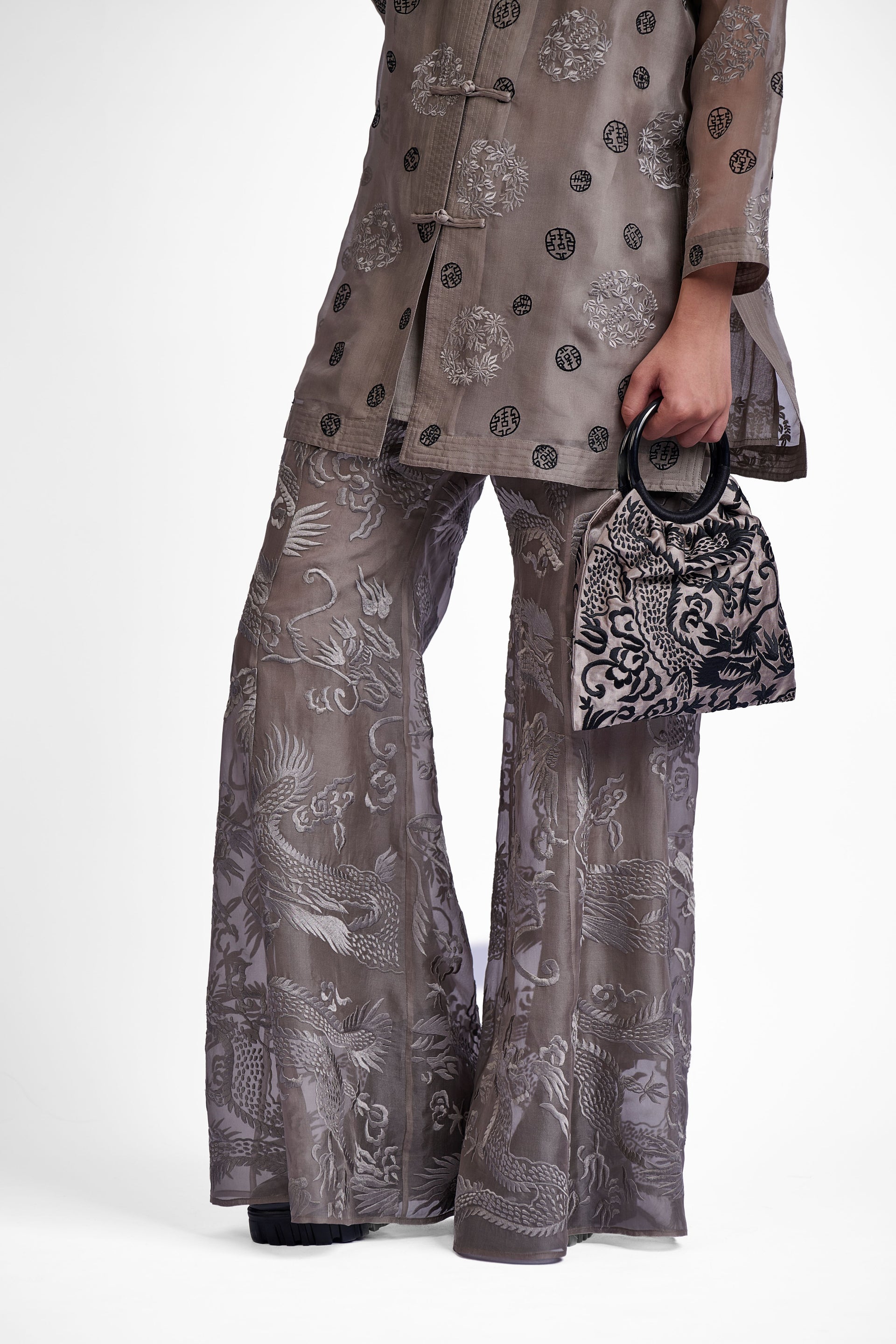 Stone Flat Stitch Palazzo