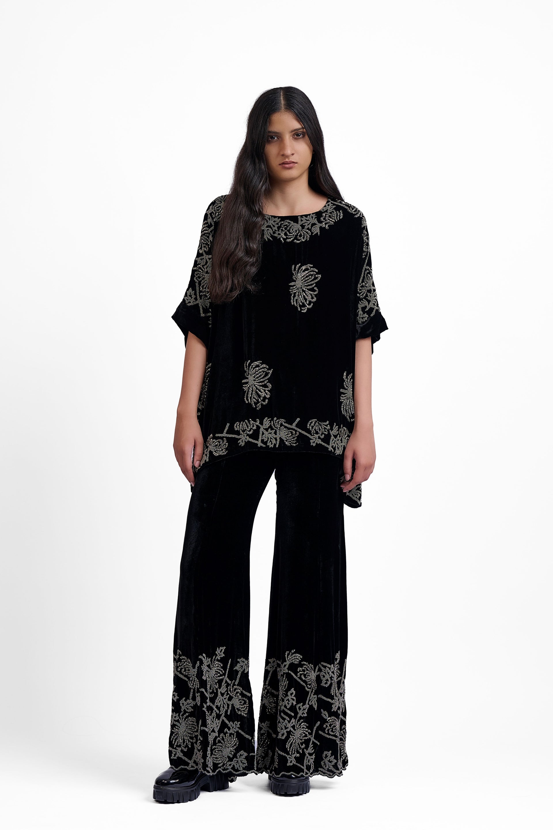 Black Hand Beaded Palazzo