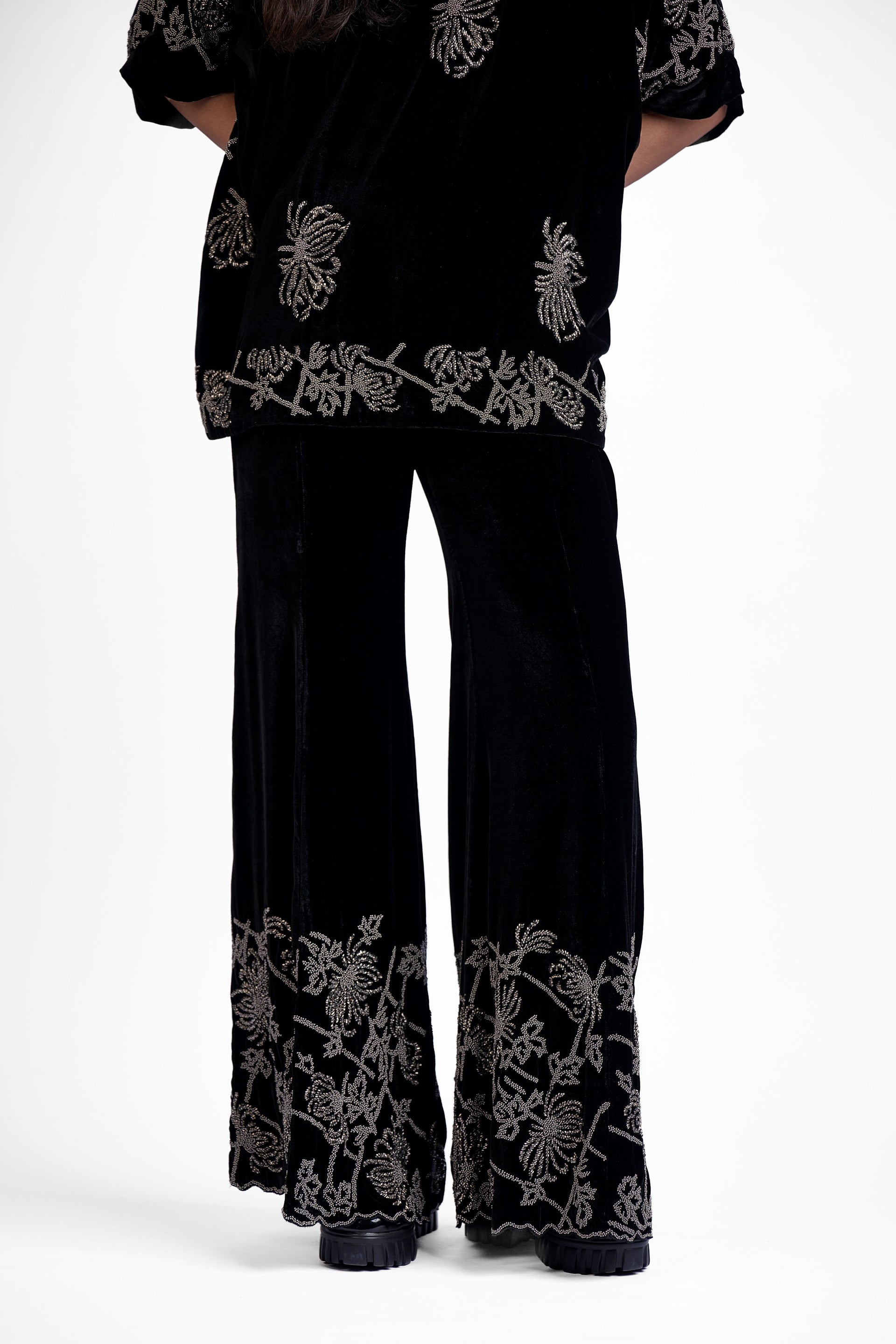 Black Hand Beaded Palazzo