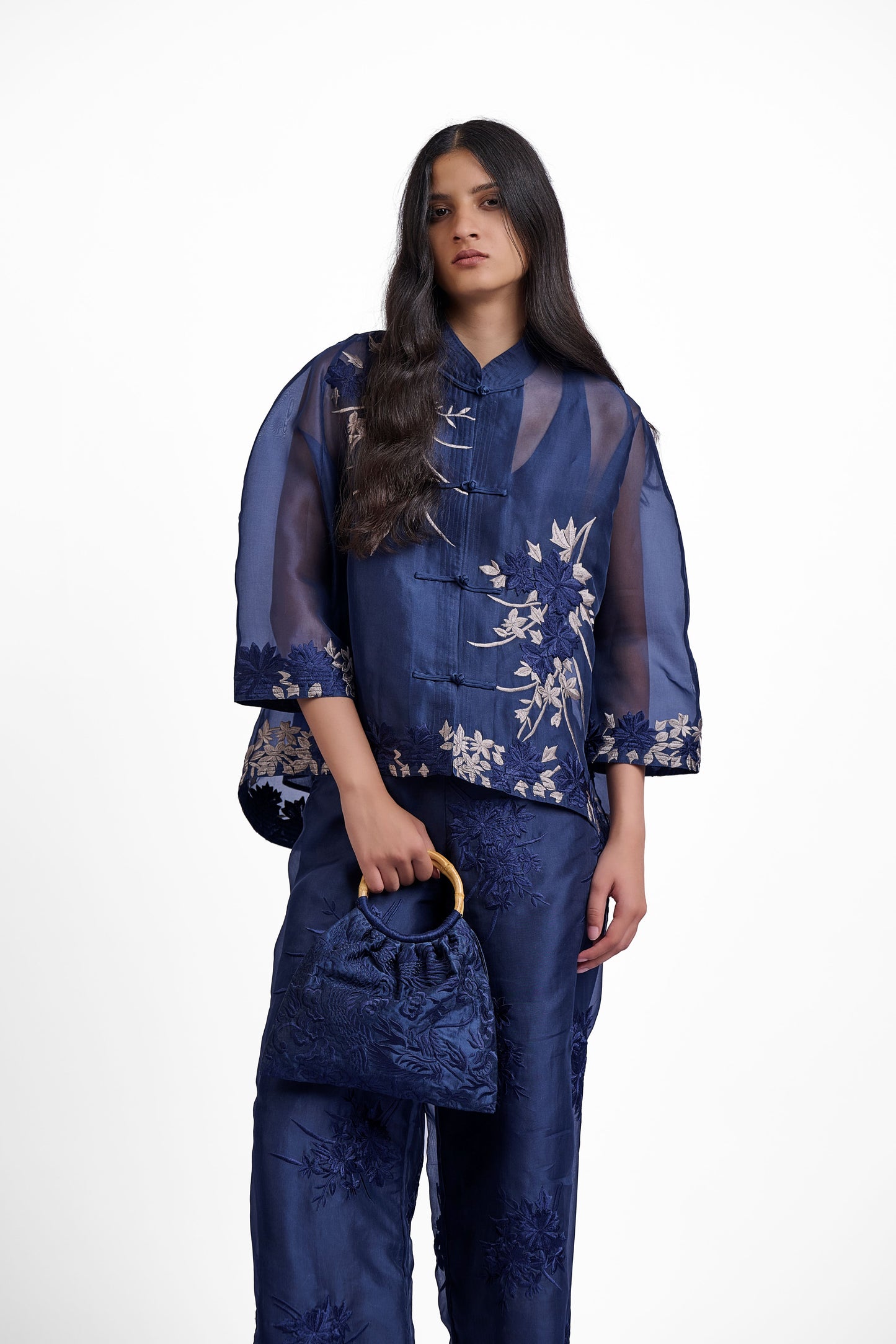 Navy Flat Stitch Top