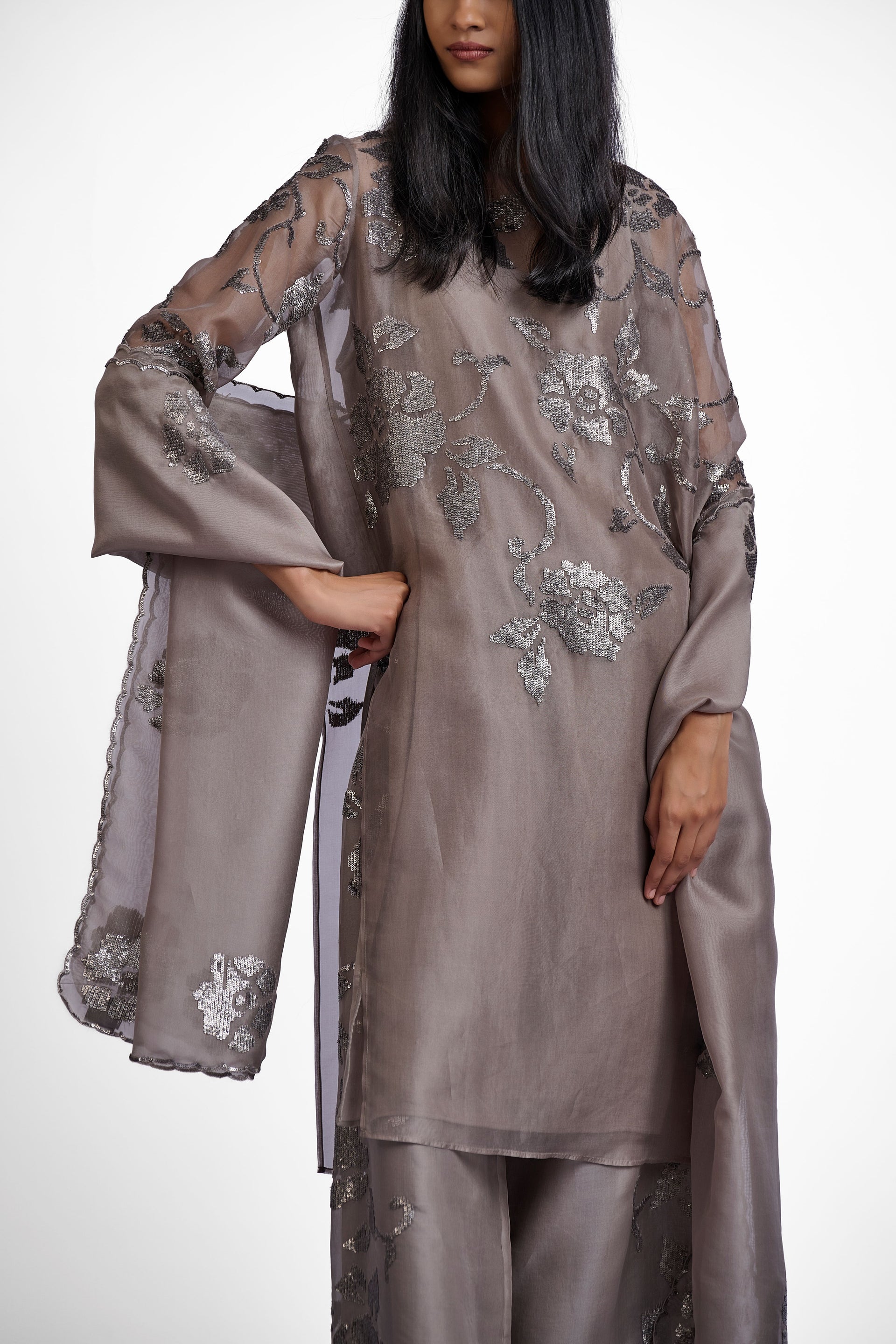 Stone Hand Sequined Dupatta