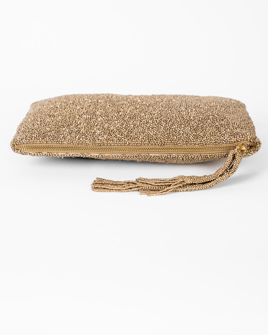Gold Hand Beaded Clutch