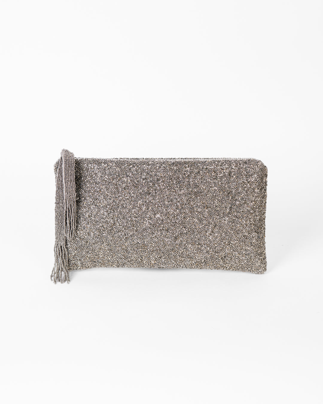 Silver Hand Beaded Clutch