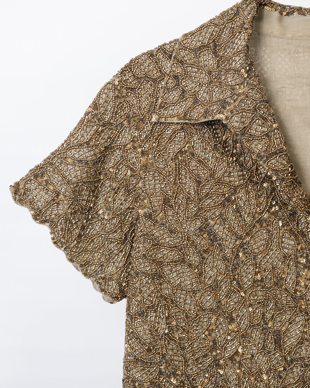 Gold Hand Beaded Short Jacket Blouse
