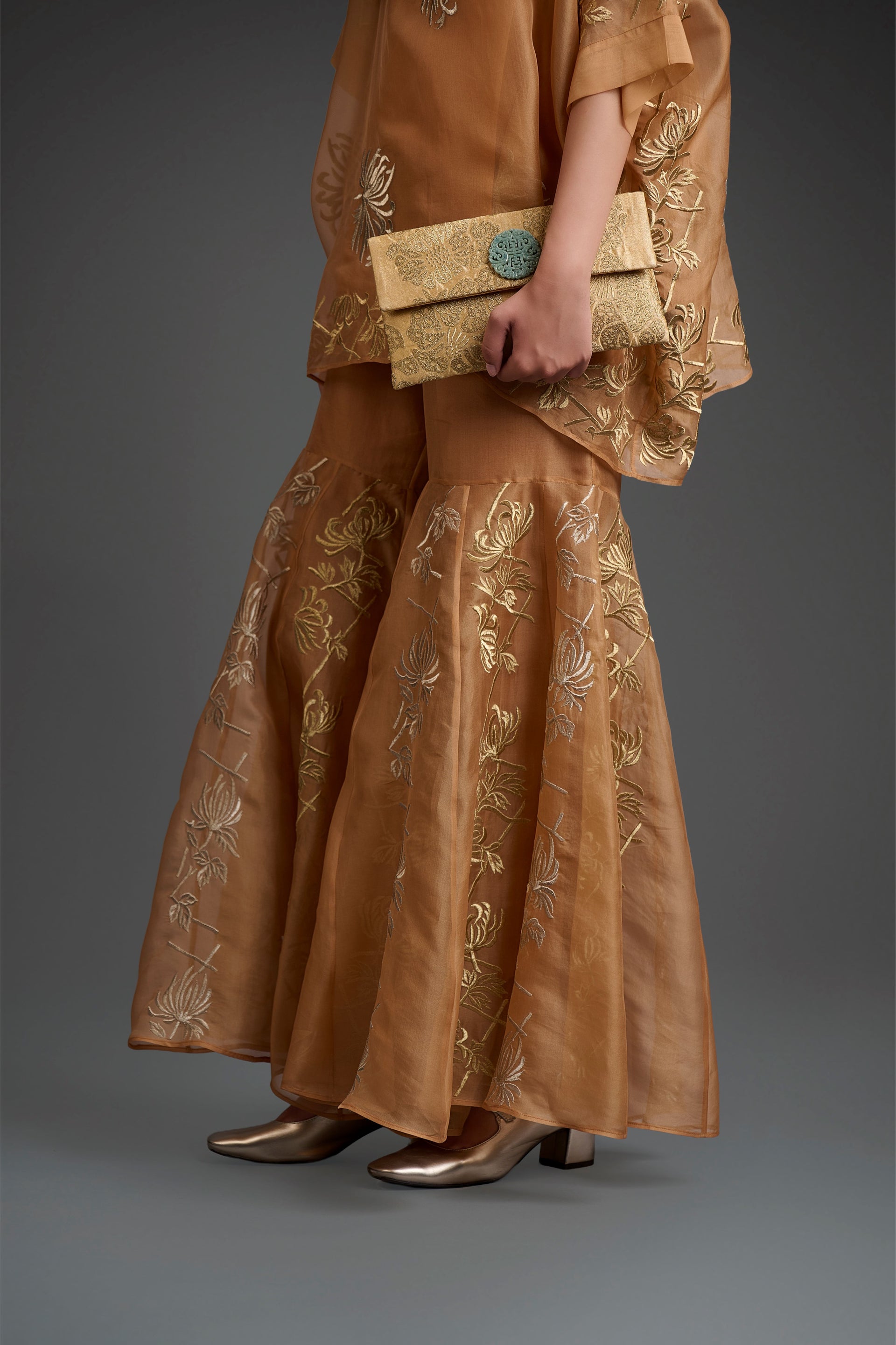 Apricot Flat Stitch Sharara