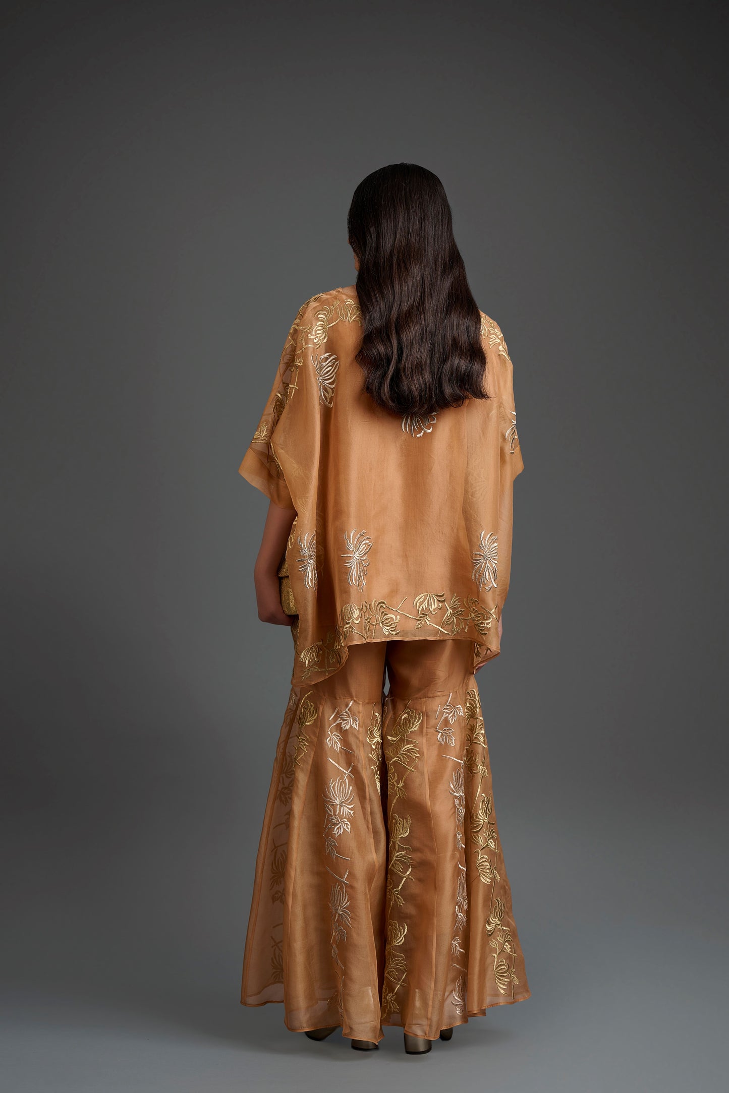 Apricot Flat Stitch Sharara