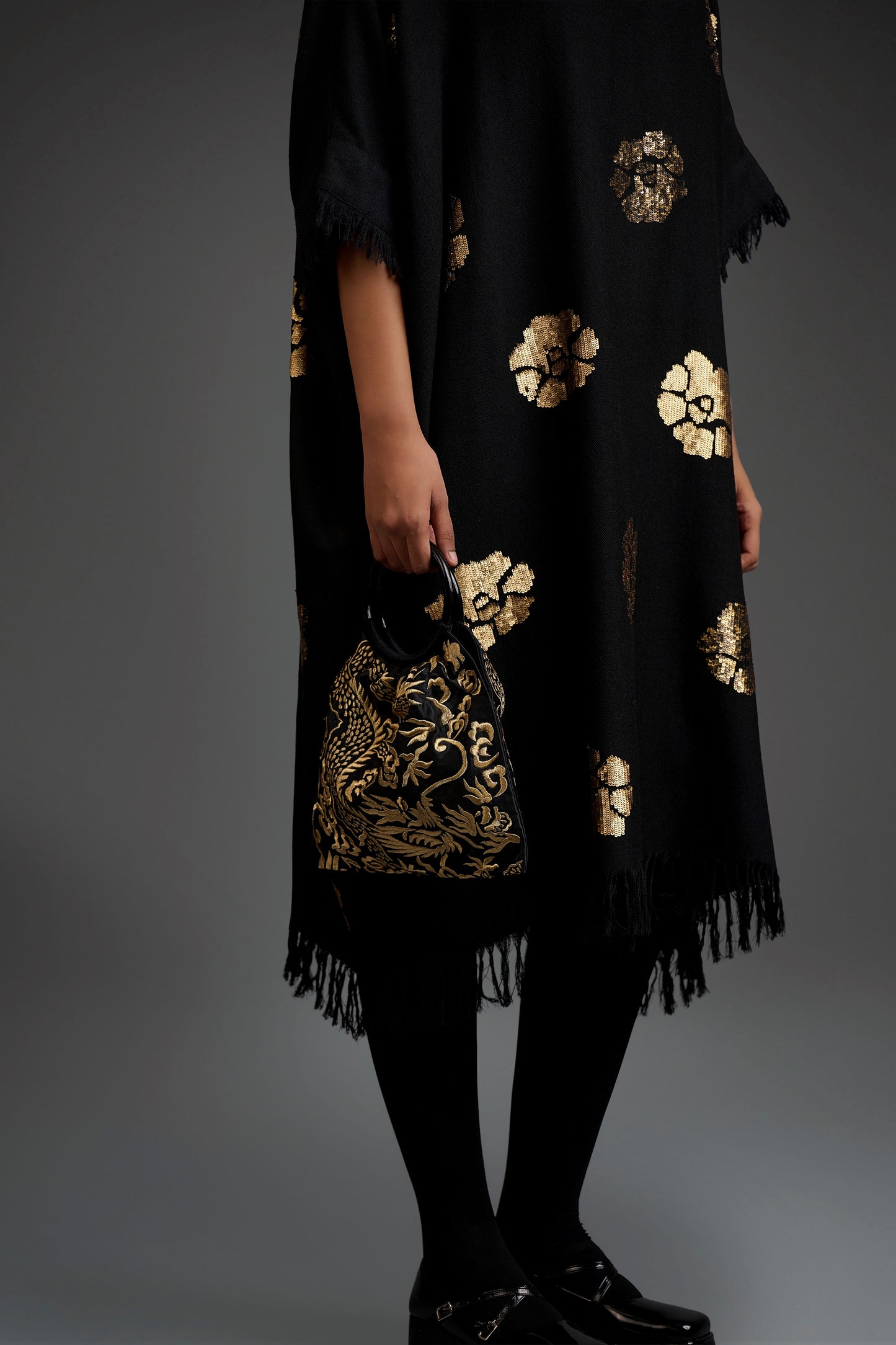 Black Damask Stitch Handbag