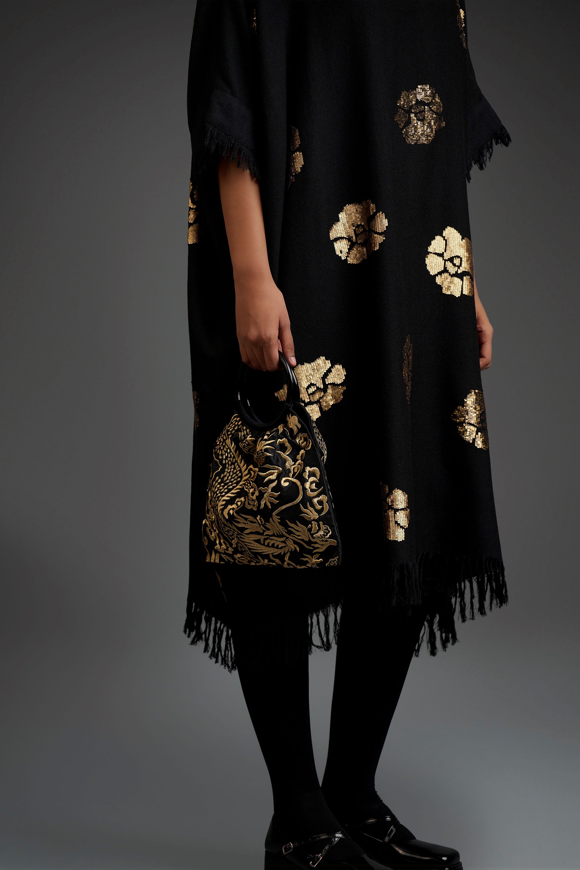 Black Damask Stitch Handbag
