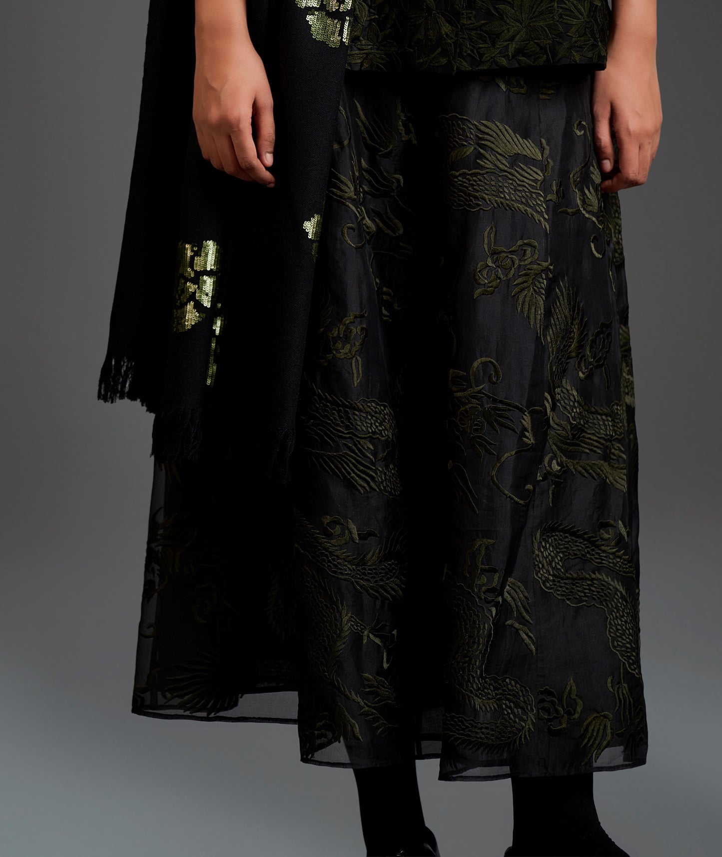 Black Flat Stitch Skirt