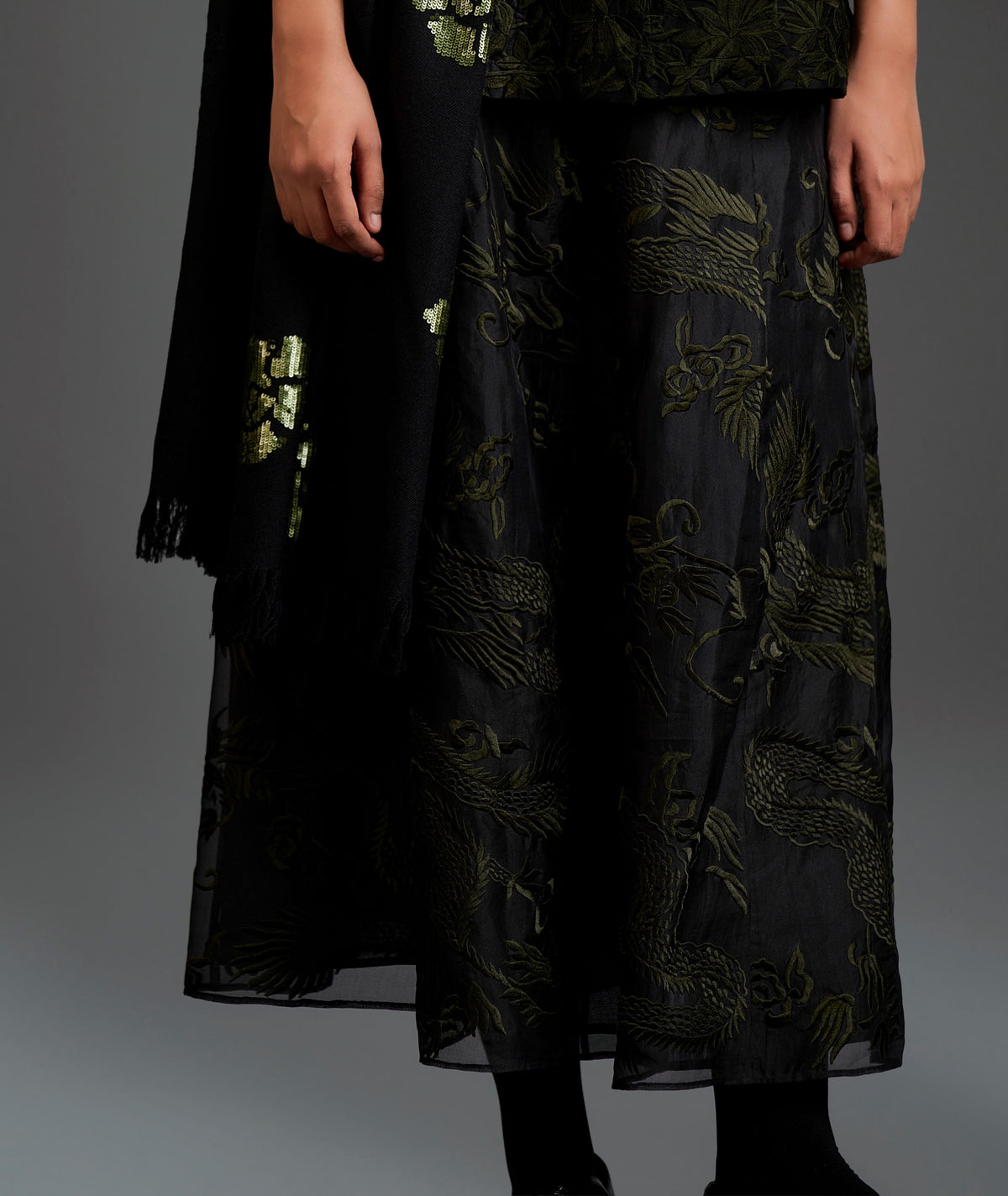 Black Flat Stitch Skirt