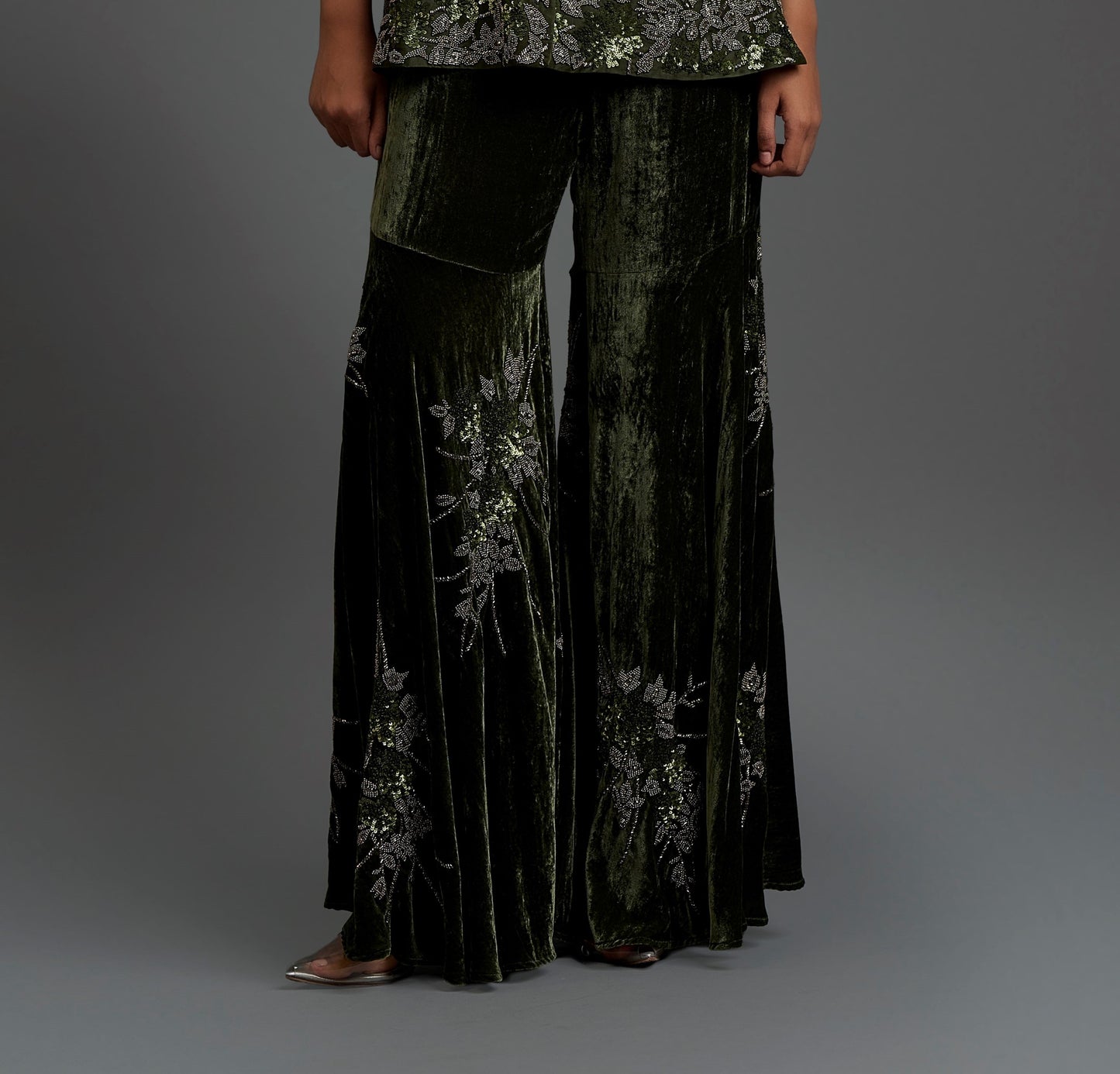 Forest Hand Beaded Sharara