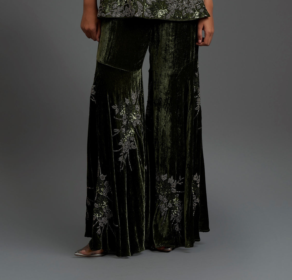 Forest Hand Beaded Sharara
