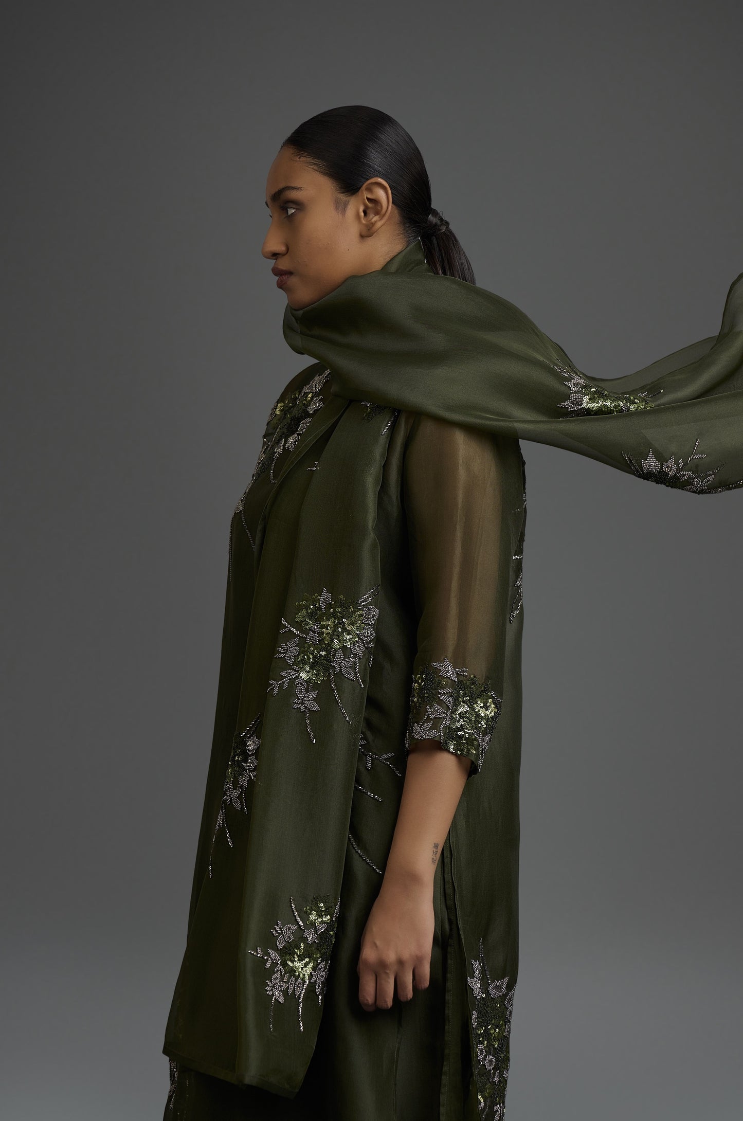 Forest Hand Beaded Dupatta