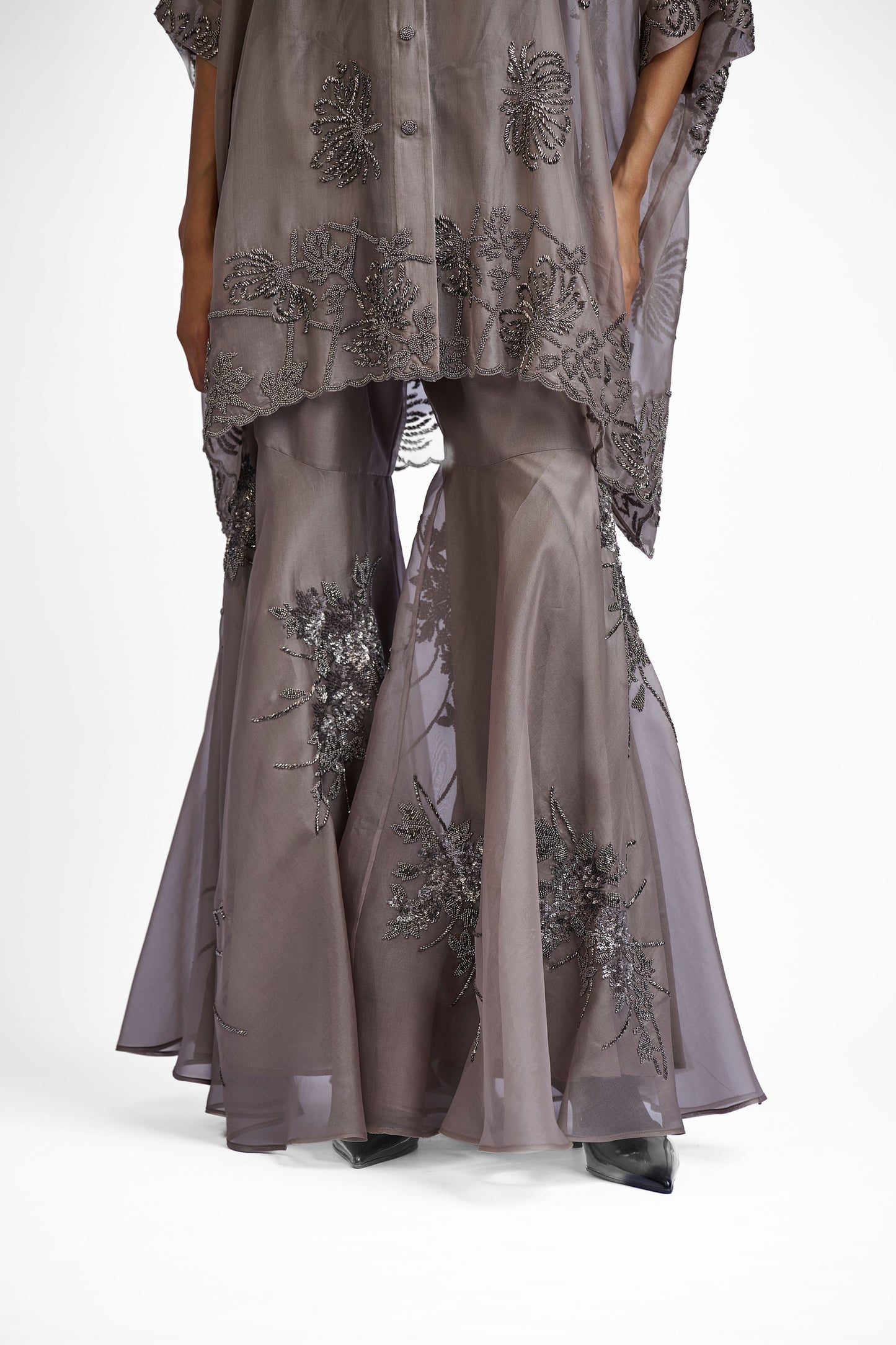 Stone Hand Sequined Hand Beaded Sharara