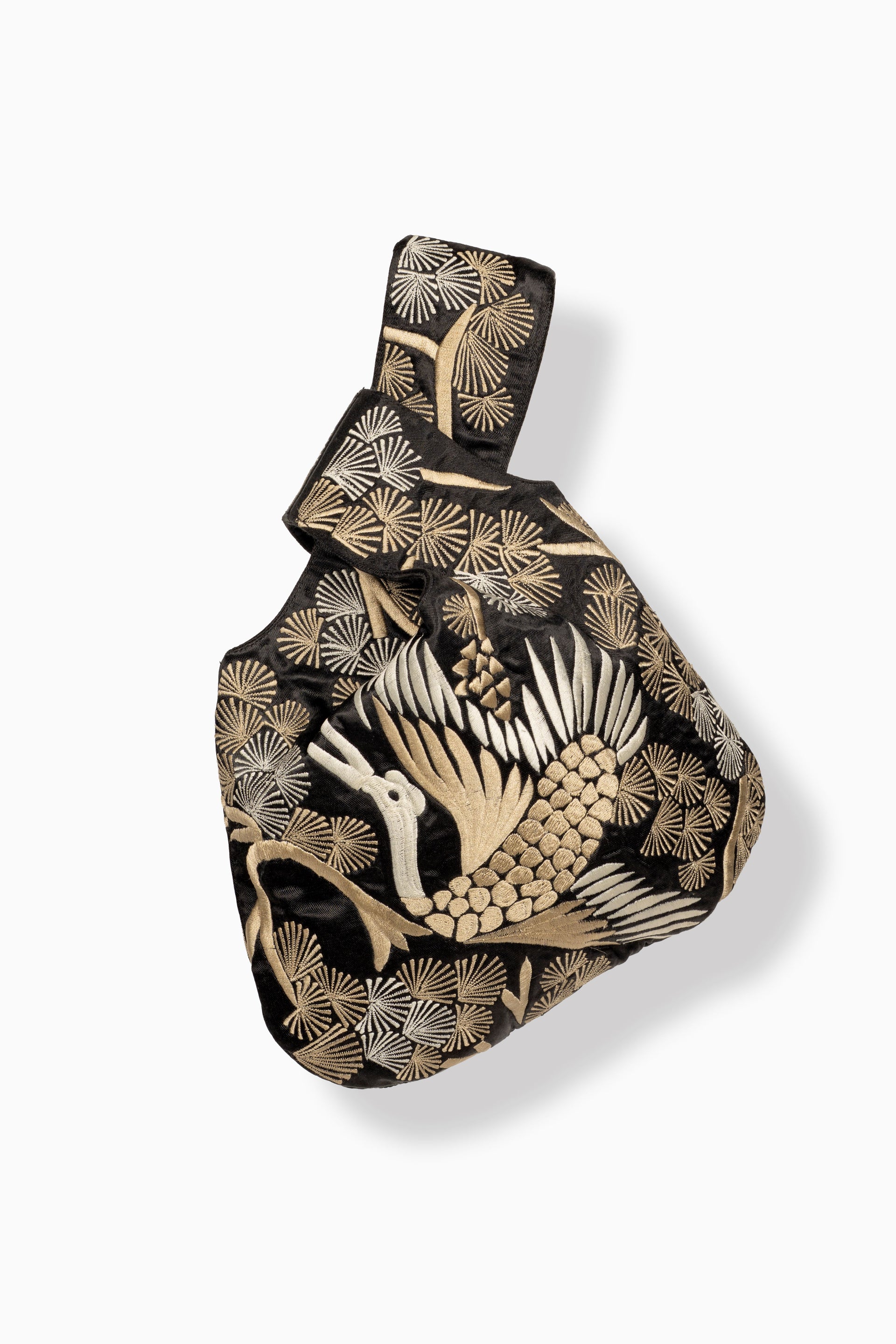 Black Bird Motif Knot Bag