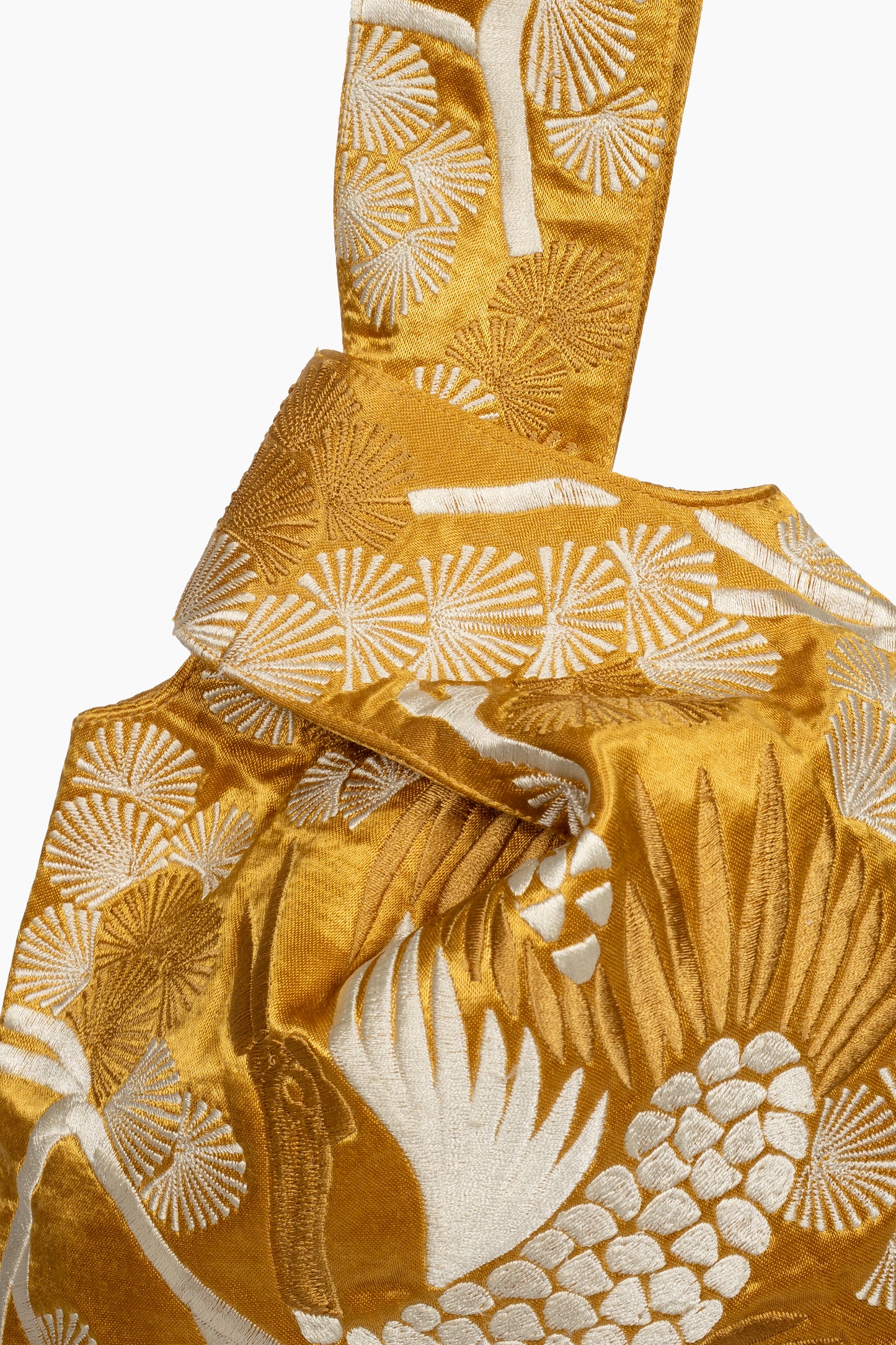 Saffron Bird Motif Knot Bag