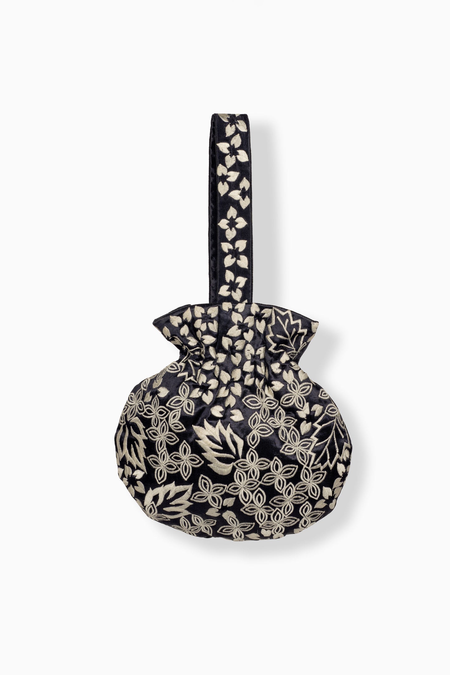 Black Damask Stitch Round Handbag
