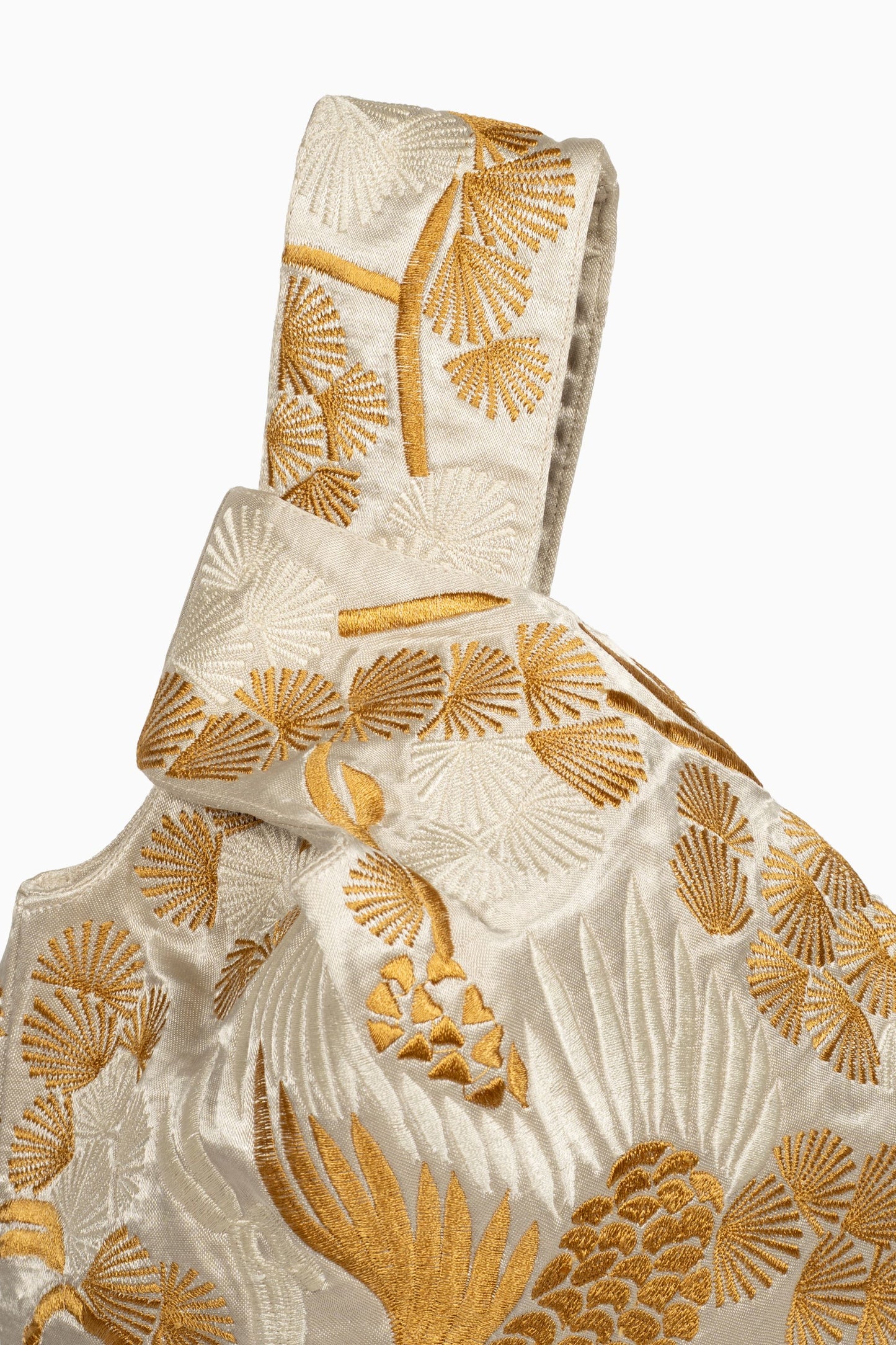 Ecru Bird Motif Knot Bag
