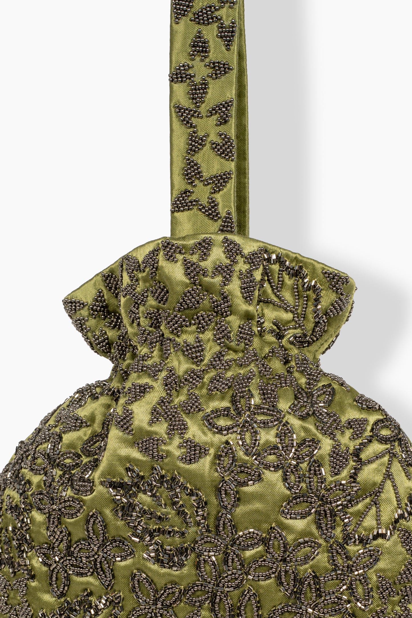 Grass Hand Beaded Round Handbag