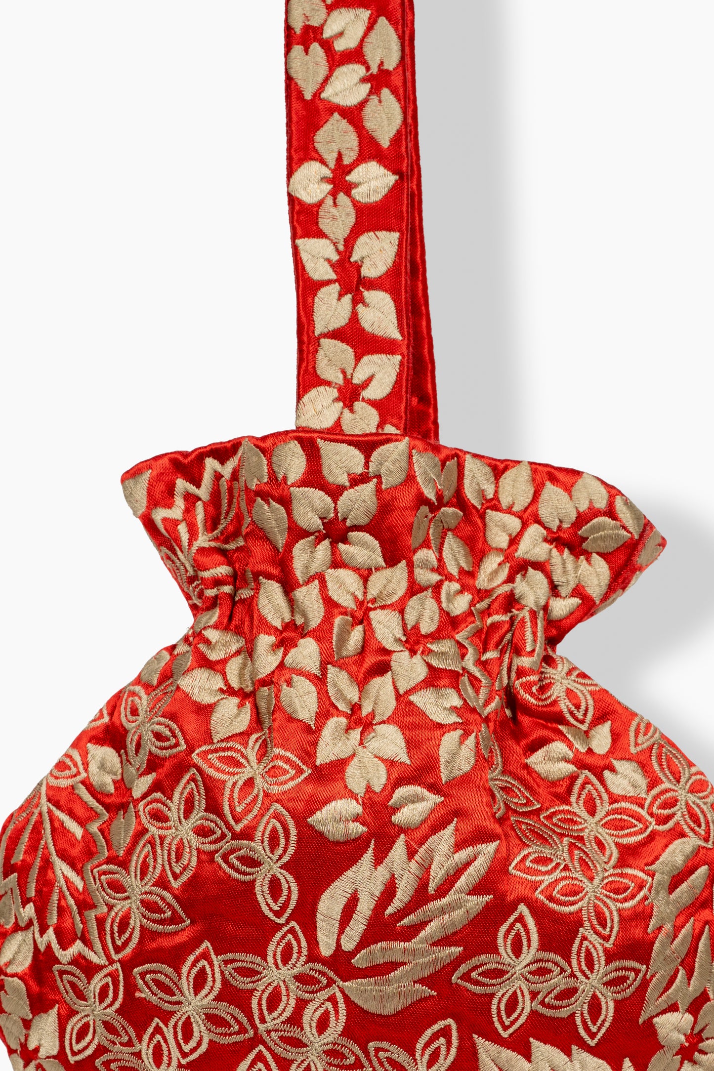 Crimson Damask Stitch Round Handbag