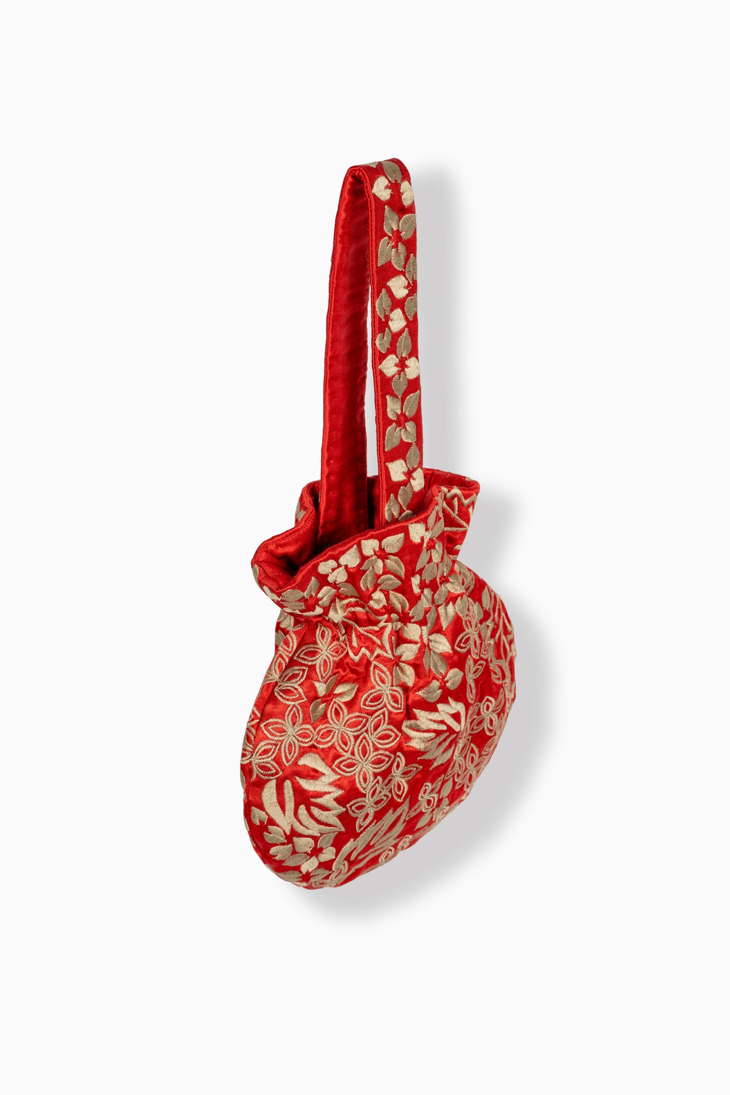 Crimson Damask Stitch Round Handbag