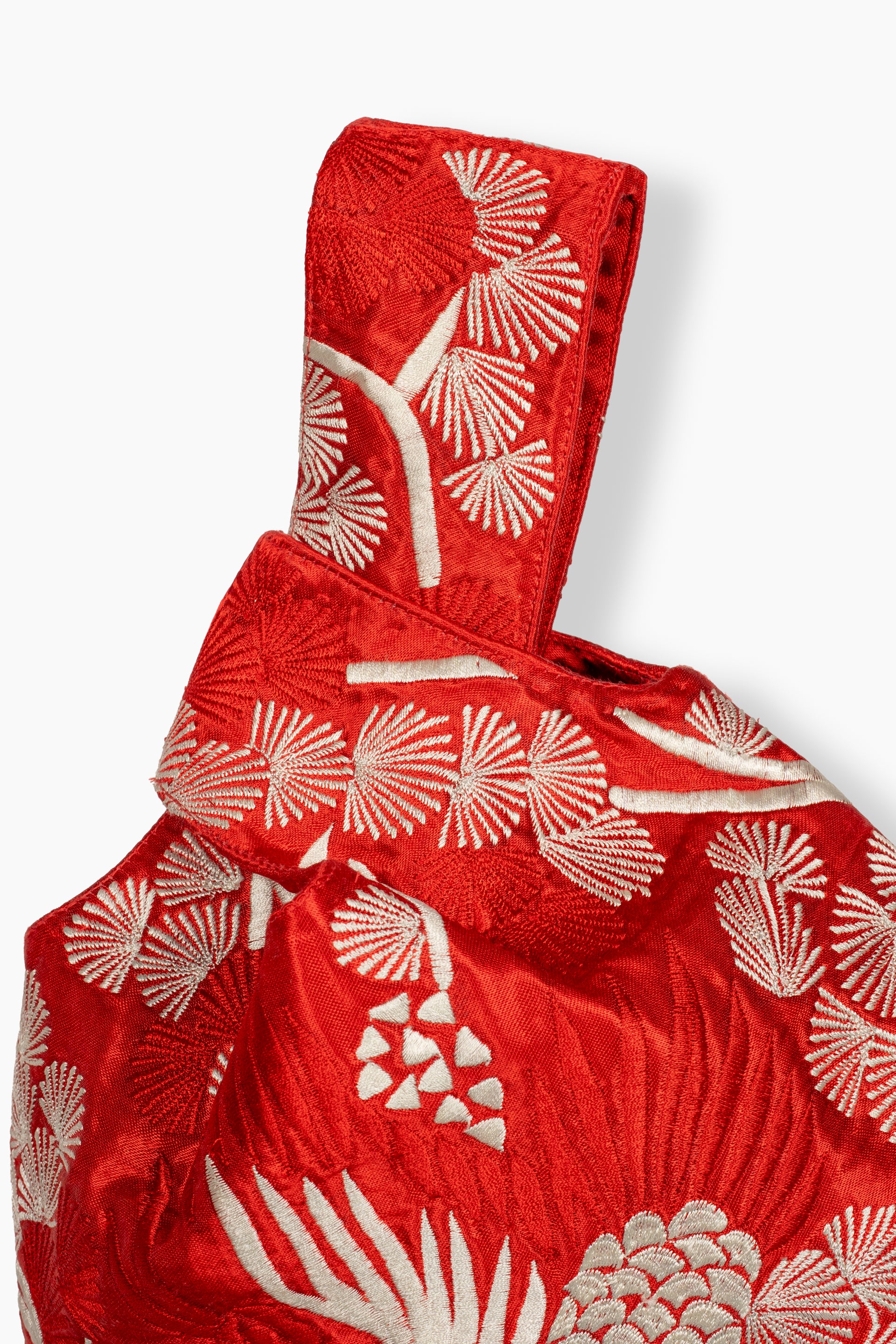 Crimson Bird Motif Knot Bag