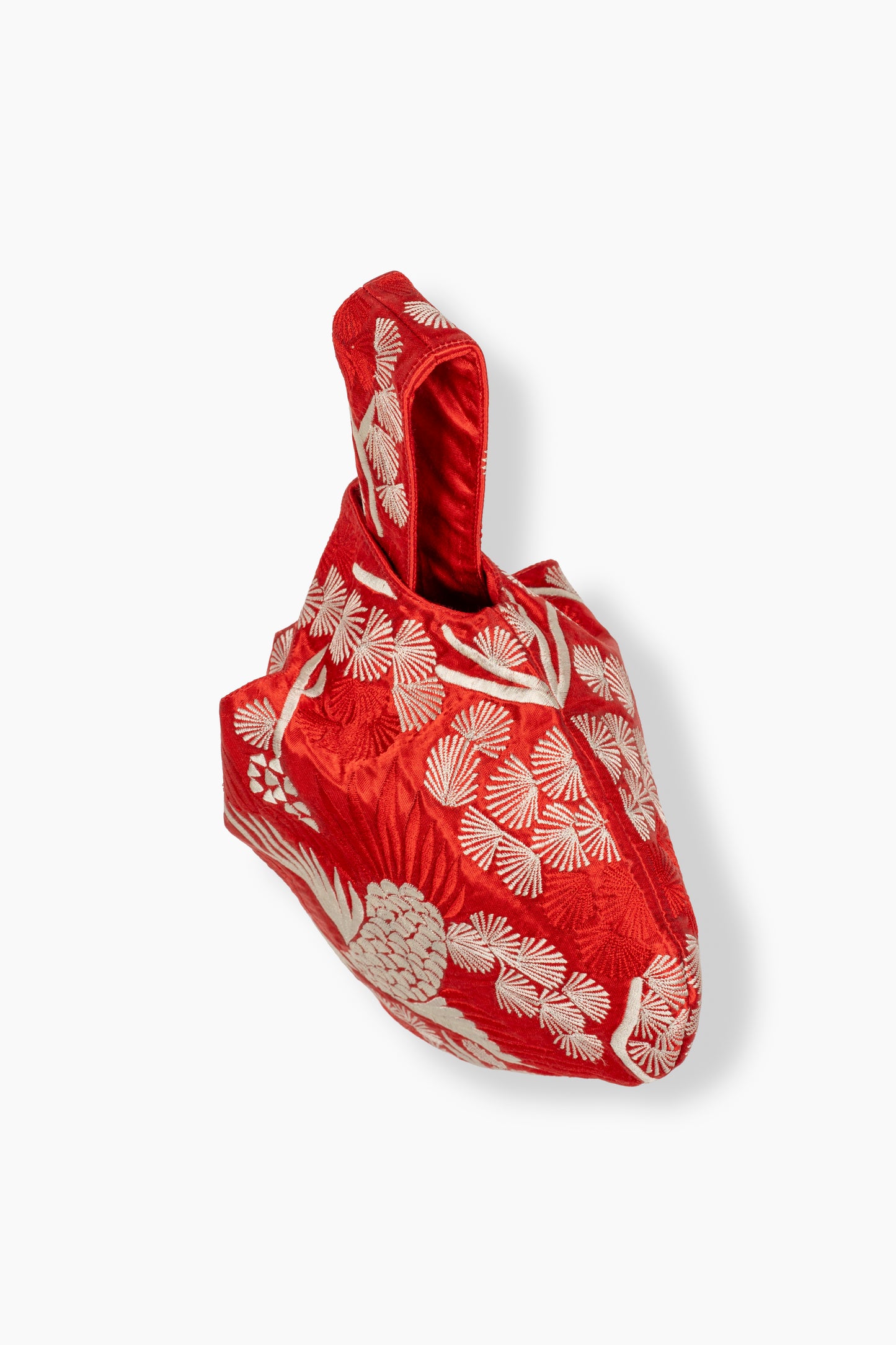 Crimson Bird Motif Knot Bag
