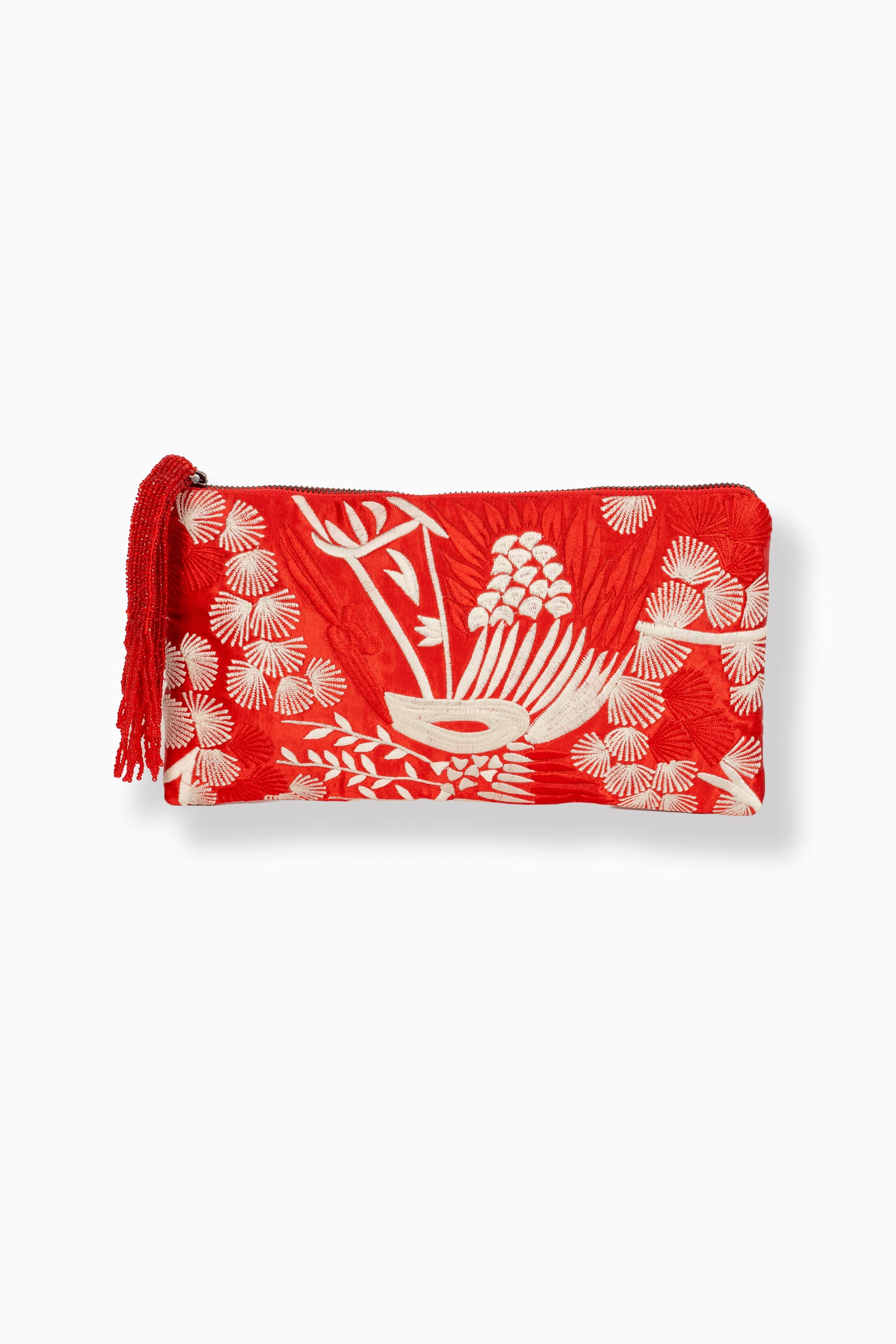 Crimson Bird Motif Clutch