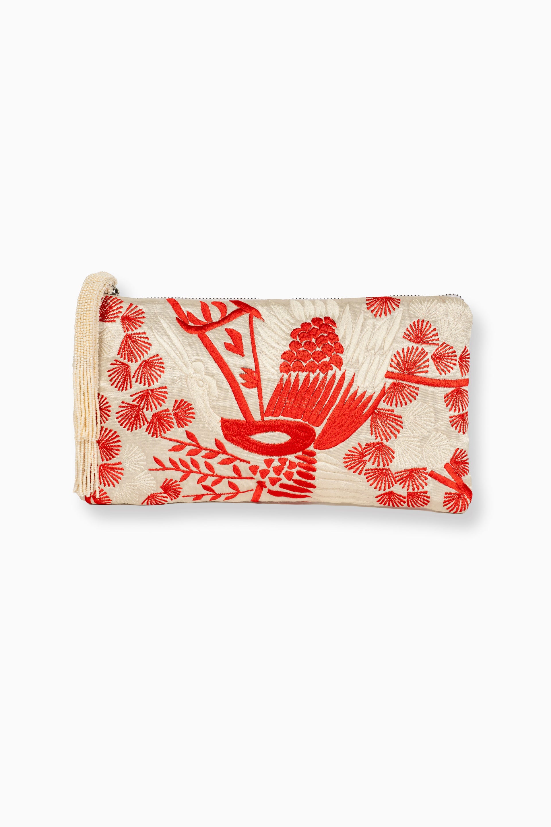 Ecru Bird Motif Clutch