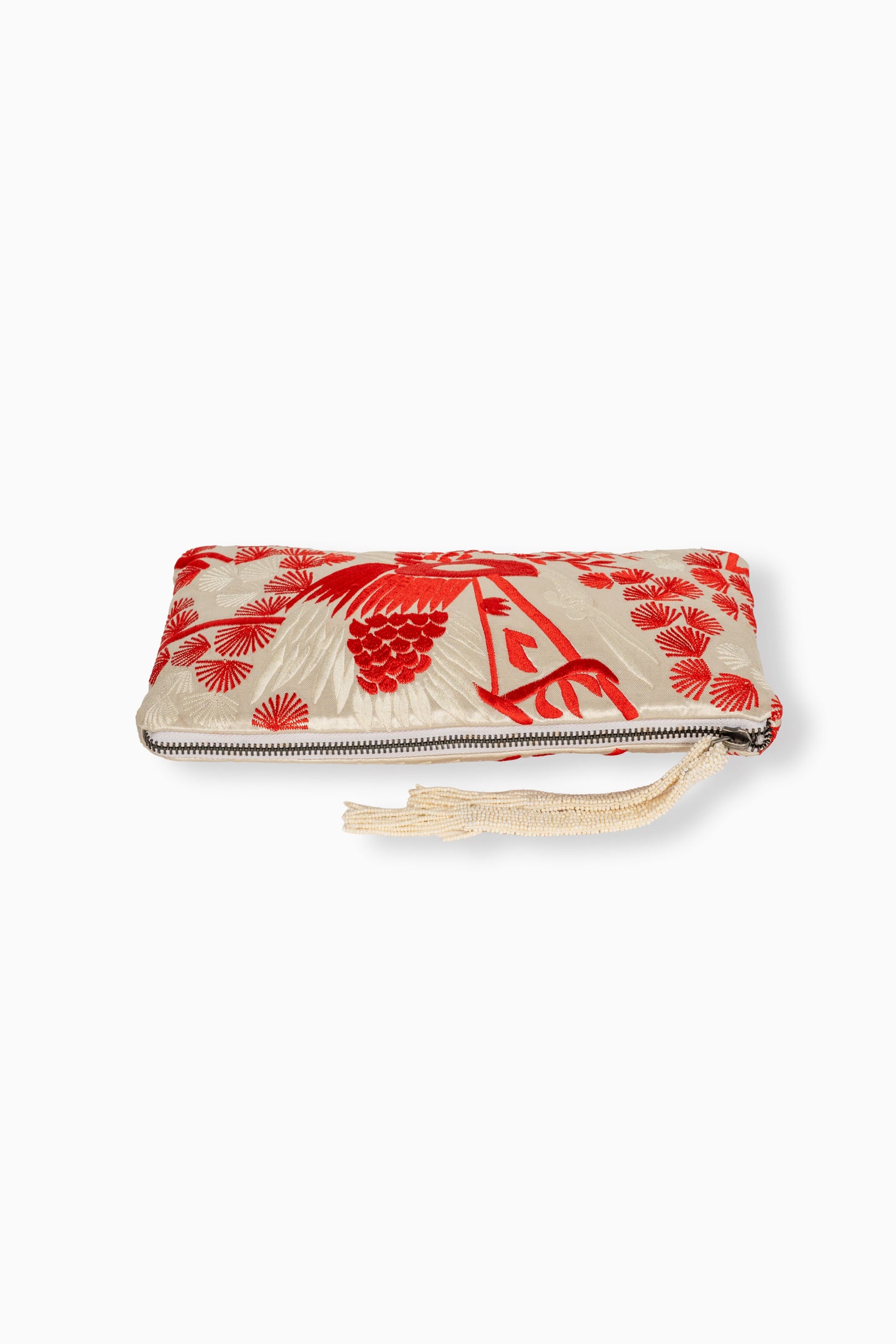 Ecru Bird Motif Clutch