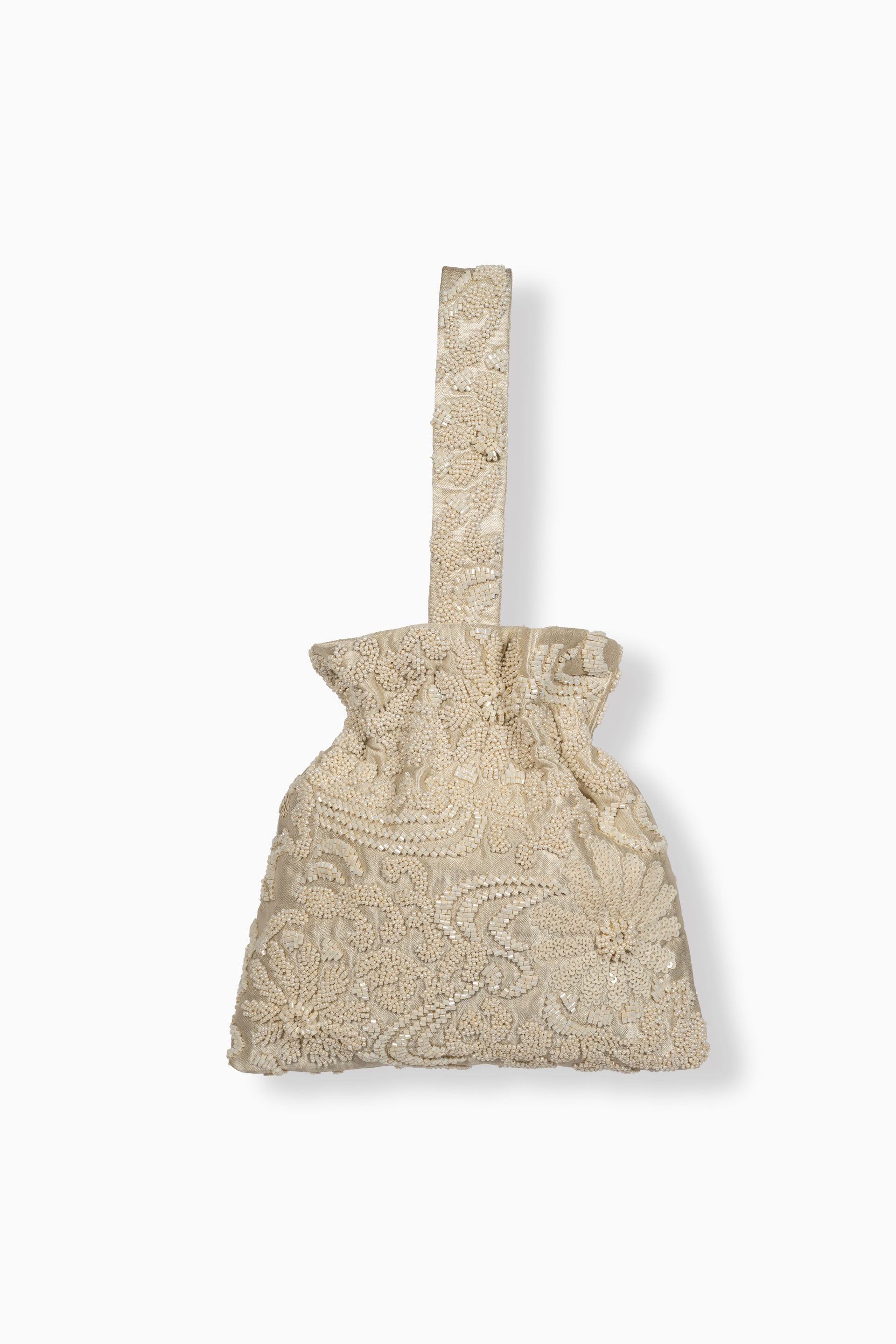 Ecru Hand Beaded Handbag