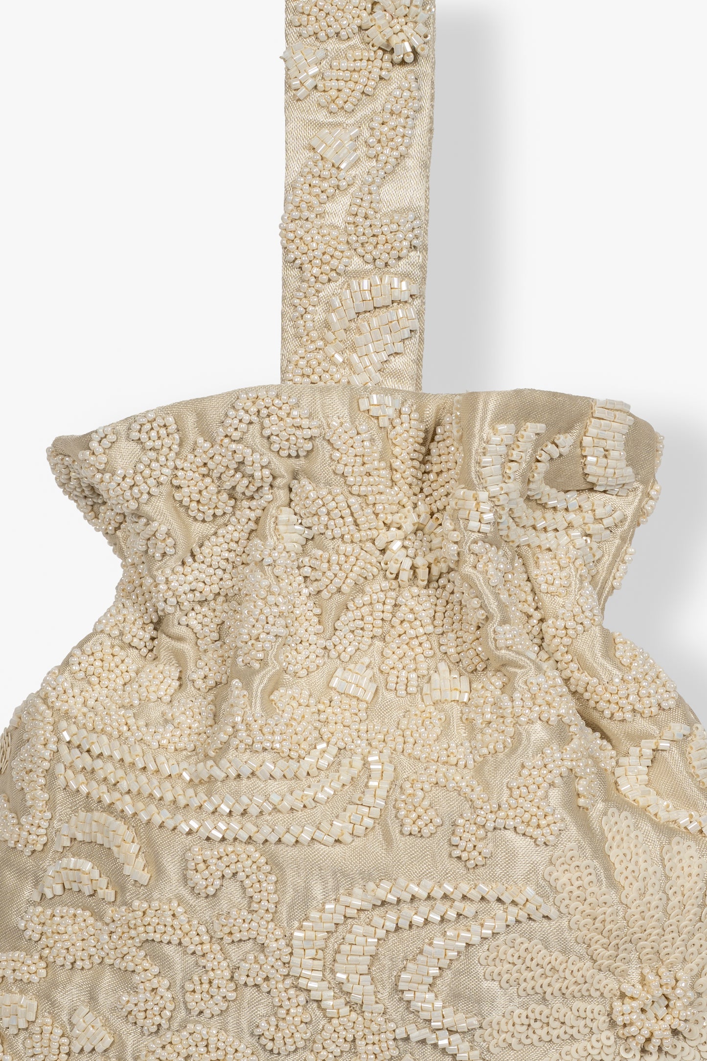 Ecru Hand Beaded Handbag