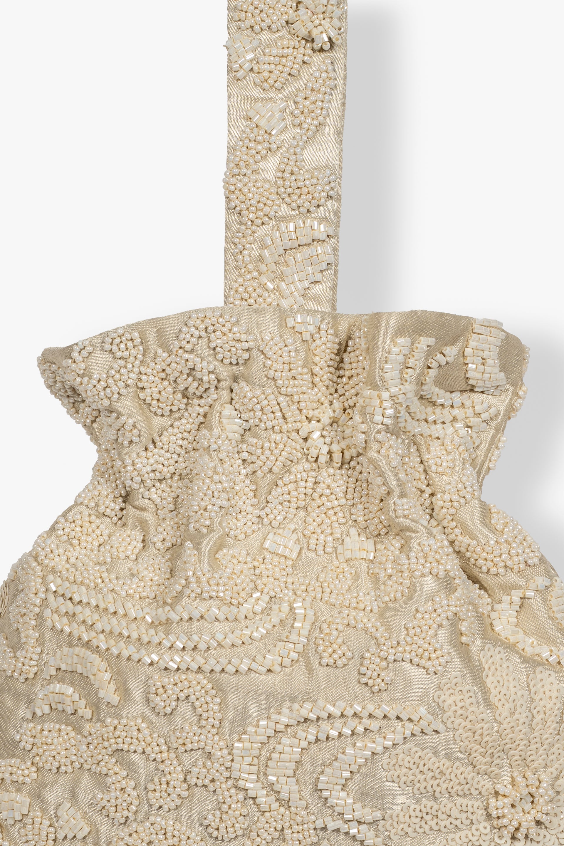 Ecru Hand Beaded Handbag