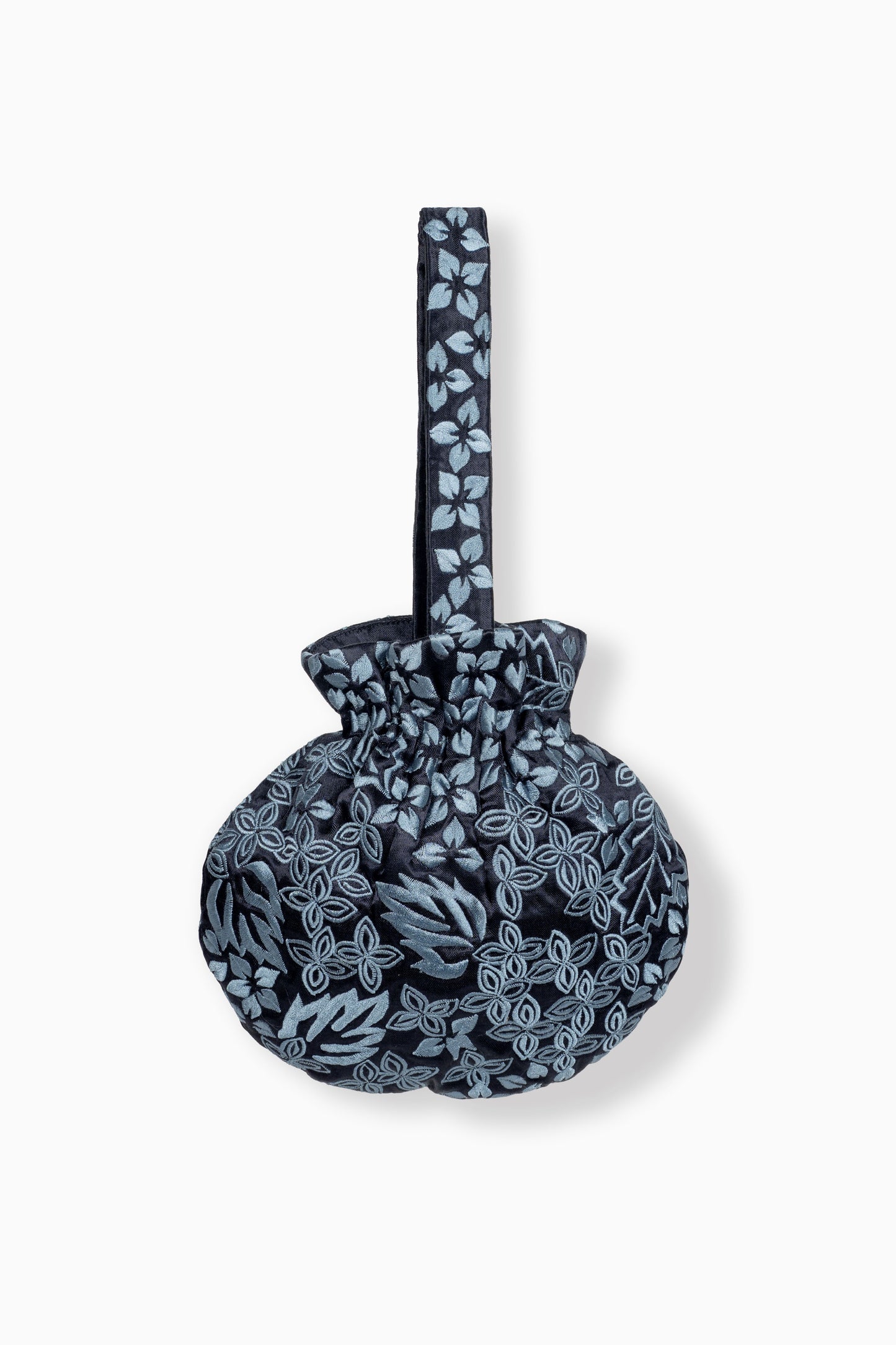 Indigo Damask Stitch Round Handbag