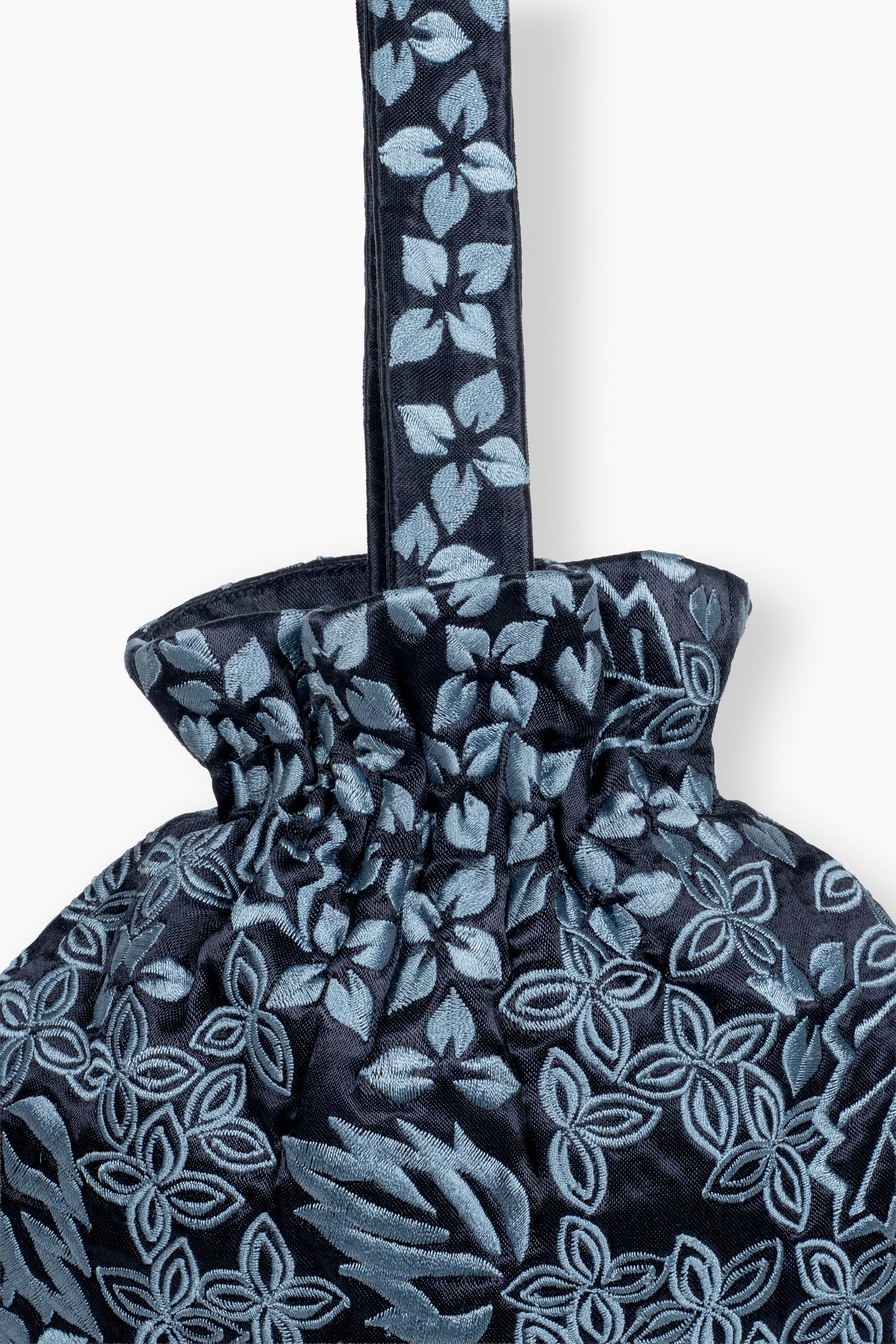Indigo Damask Stitch Round Handbag