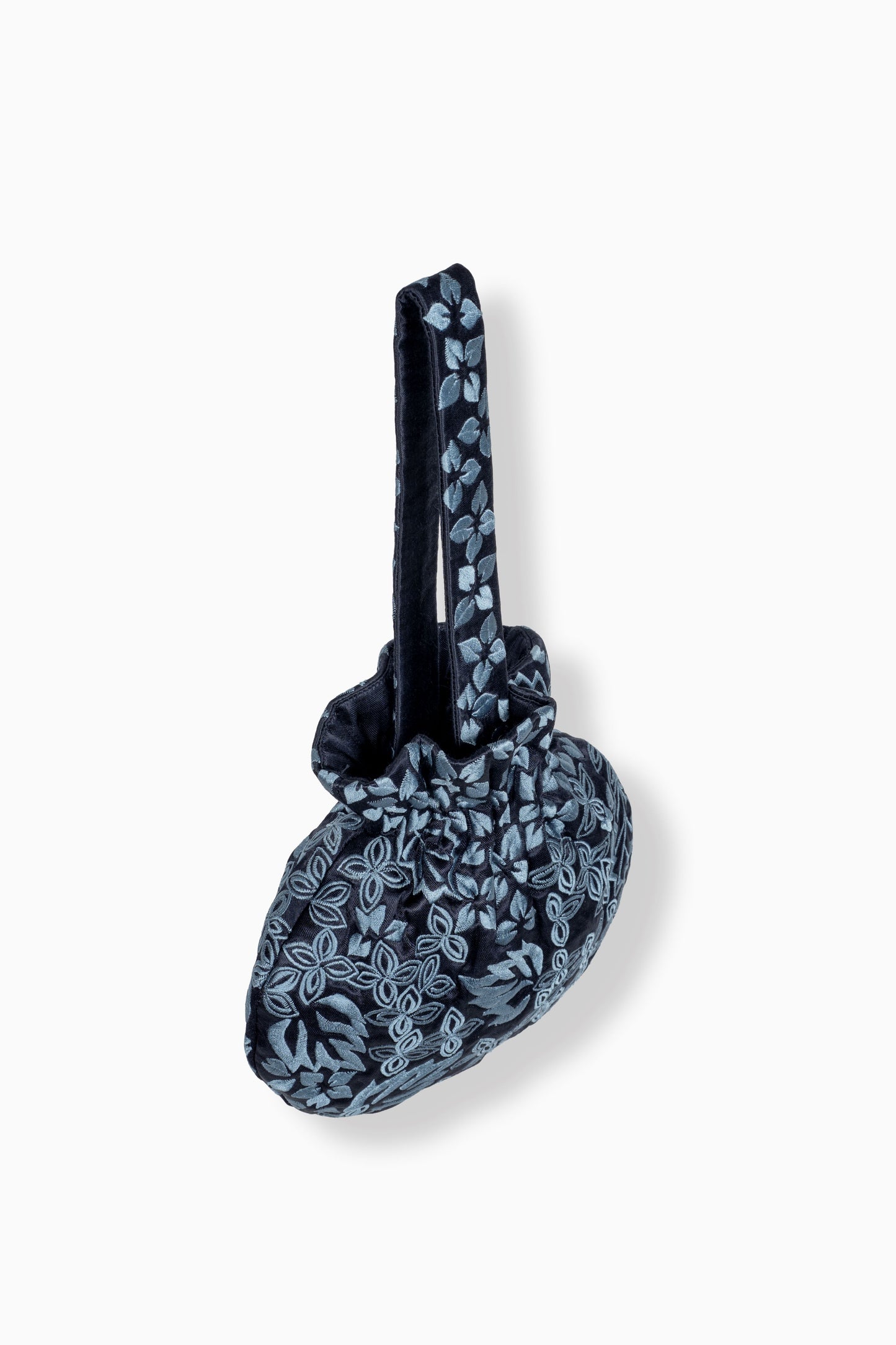 Indigo Damask Stitch Round Handbag