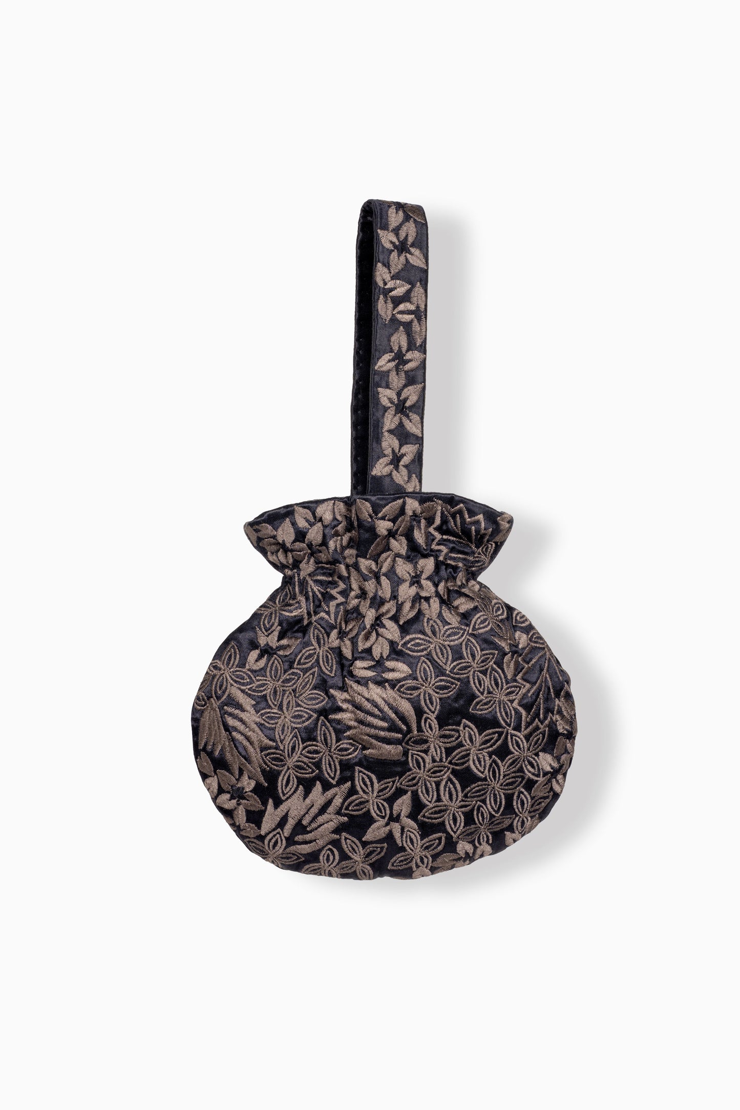 Black Damask Stitch Round Handbag
