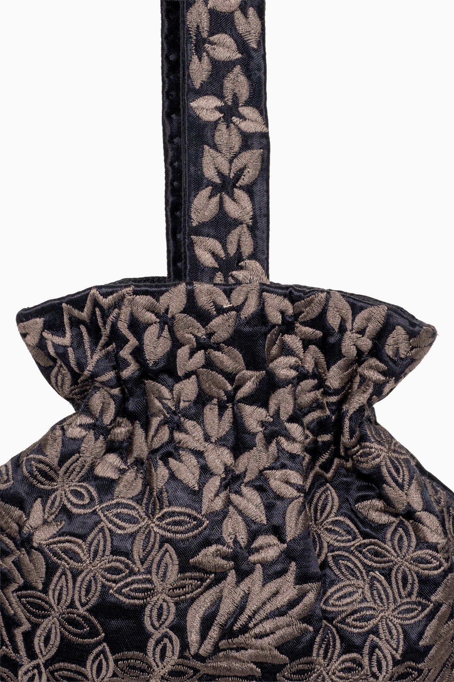 Black Damask Stitch Round Handbag