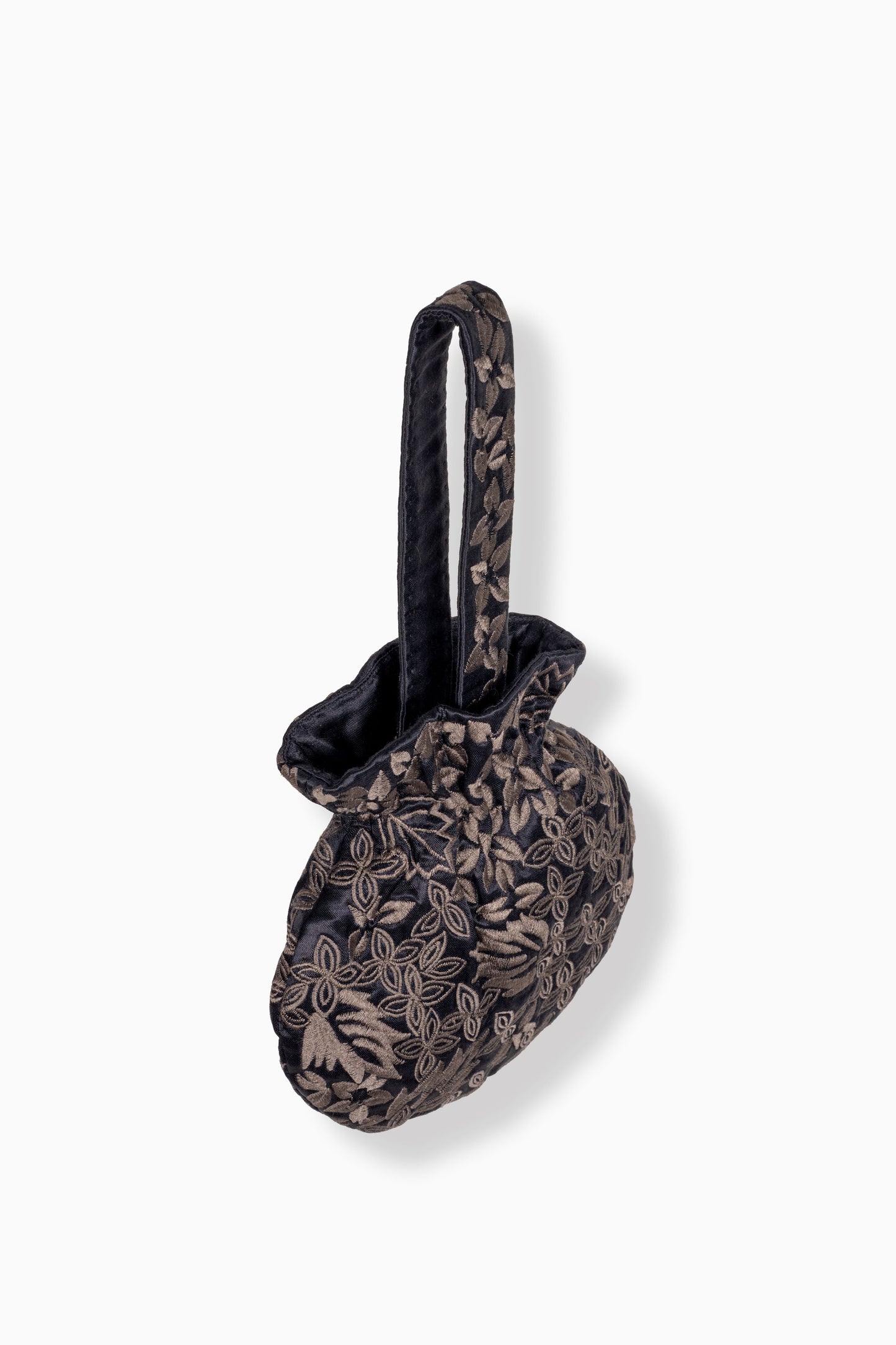 Black Damask Stitch Round Handbag