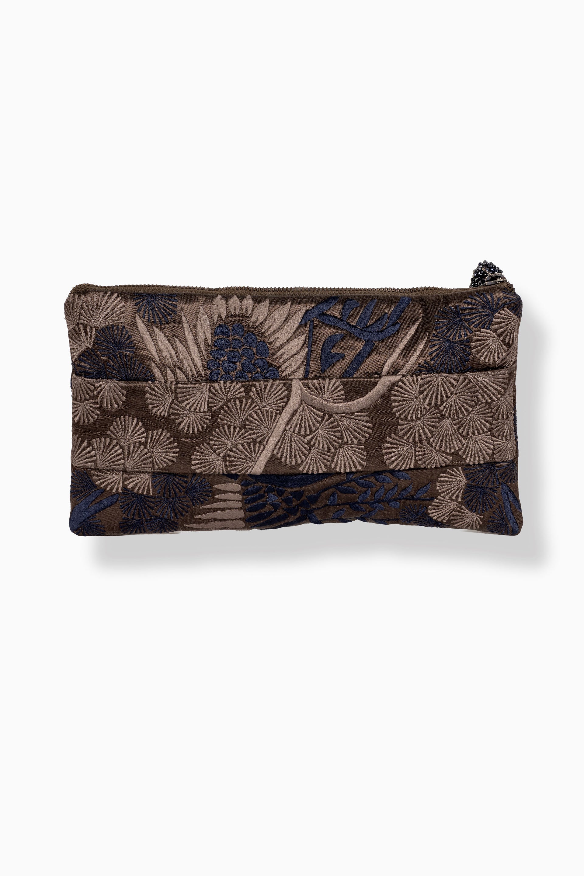 Taupe Bird Motif Clutch