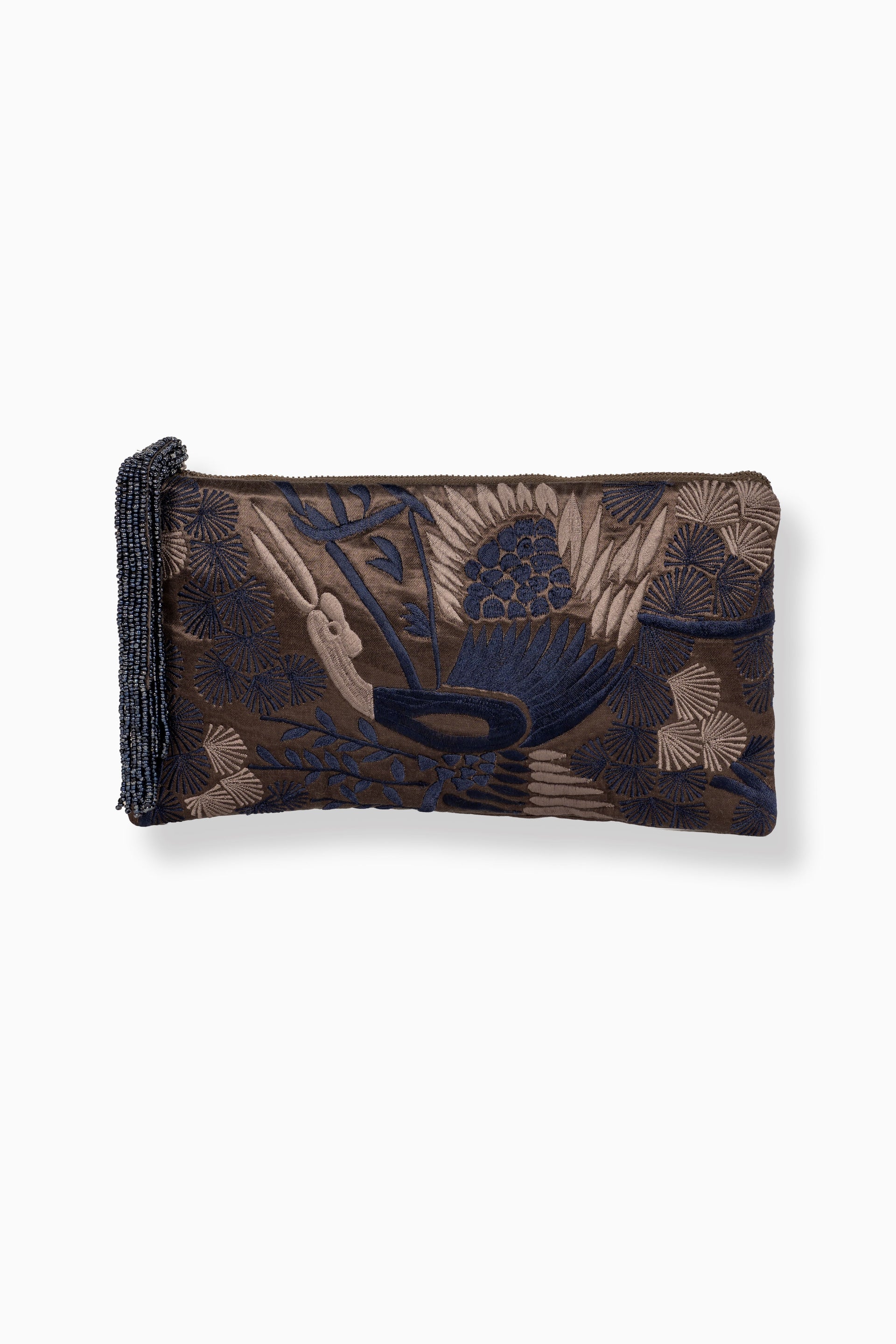 Taupe Bird Motif Clutch