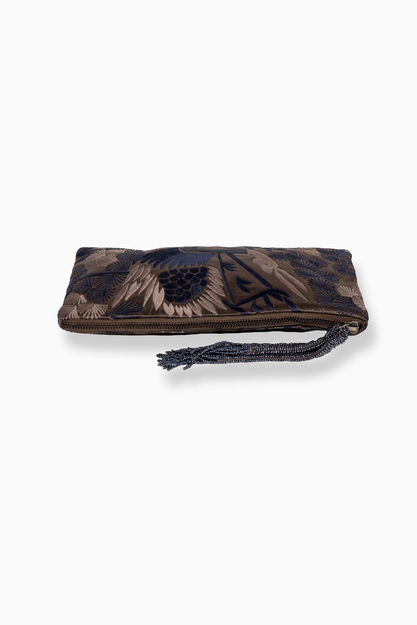 Taupe Bird Motif Clutch